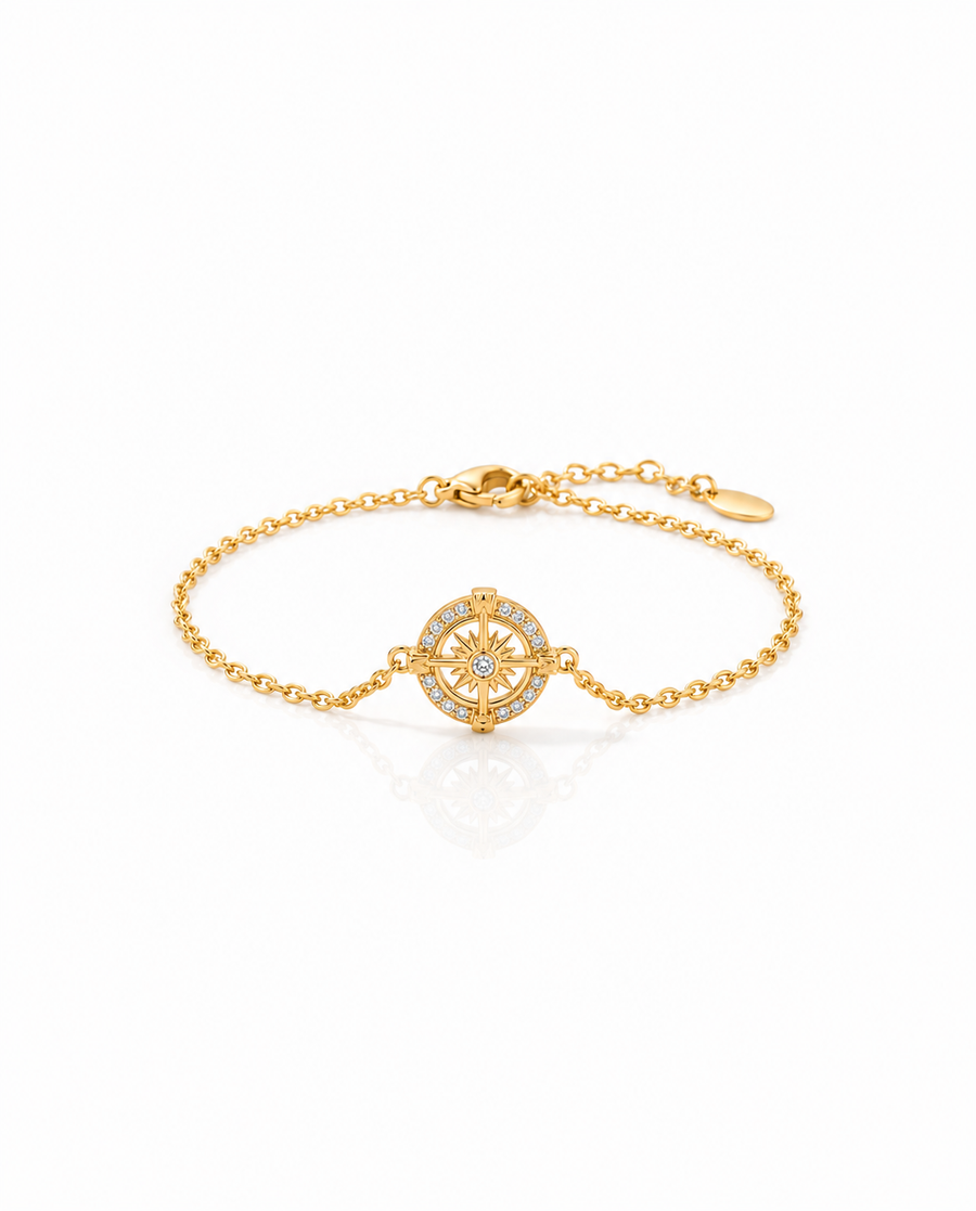 Silver Compass Bracelet - Dainty Travel Jewelry - Meaningful Gift for Her