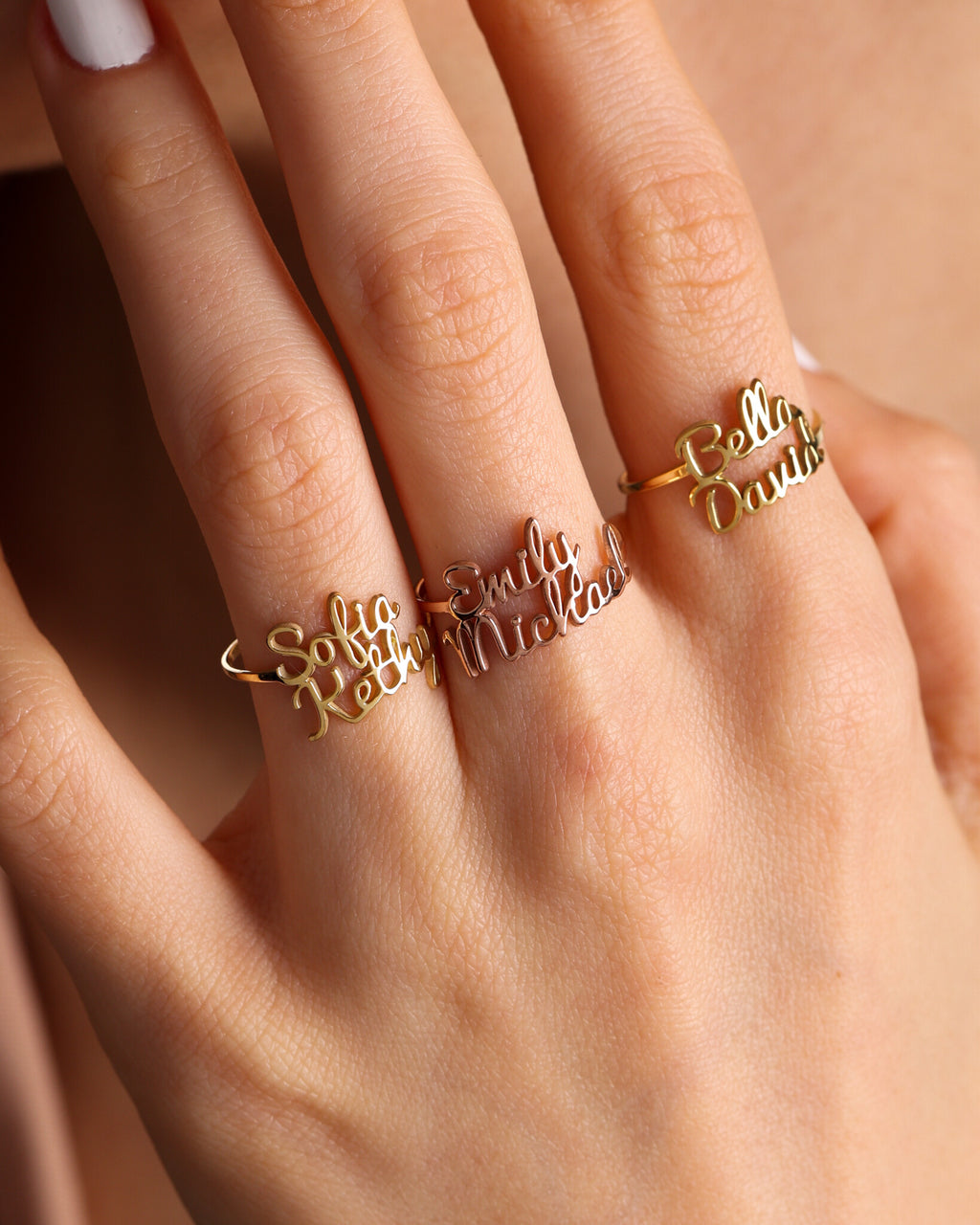 Custom Name Ring, Personalized Two Name Gold Ring