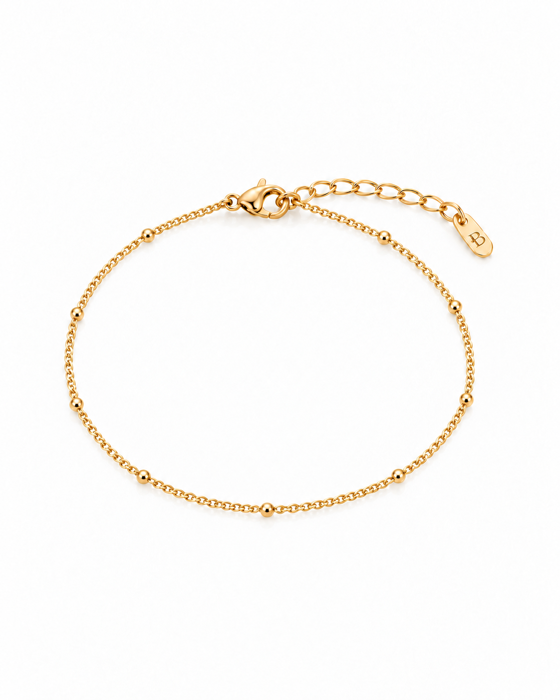 Beaded Station Bracelet with delicate curb chain and small beads