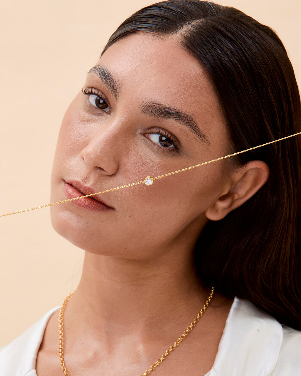 Minimalist Silver Solitaire Bezel Necklace Dainty Jewelry