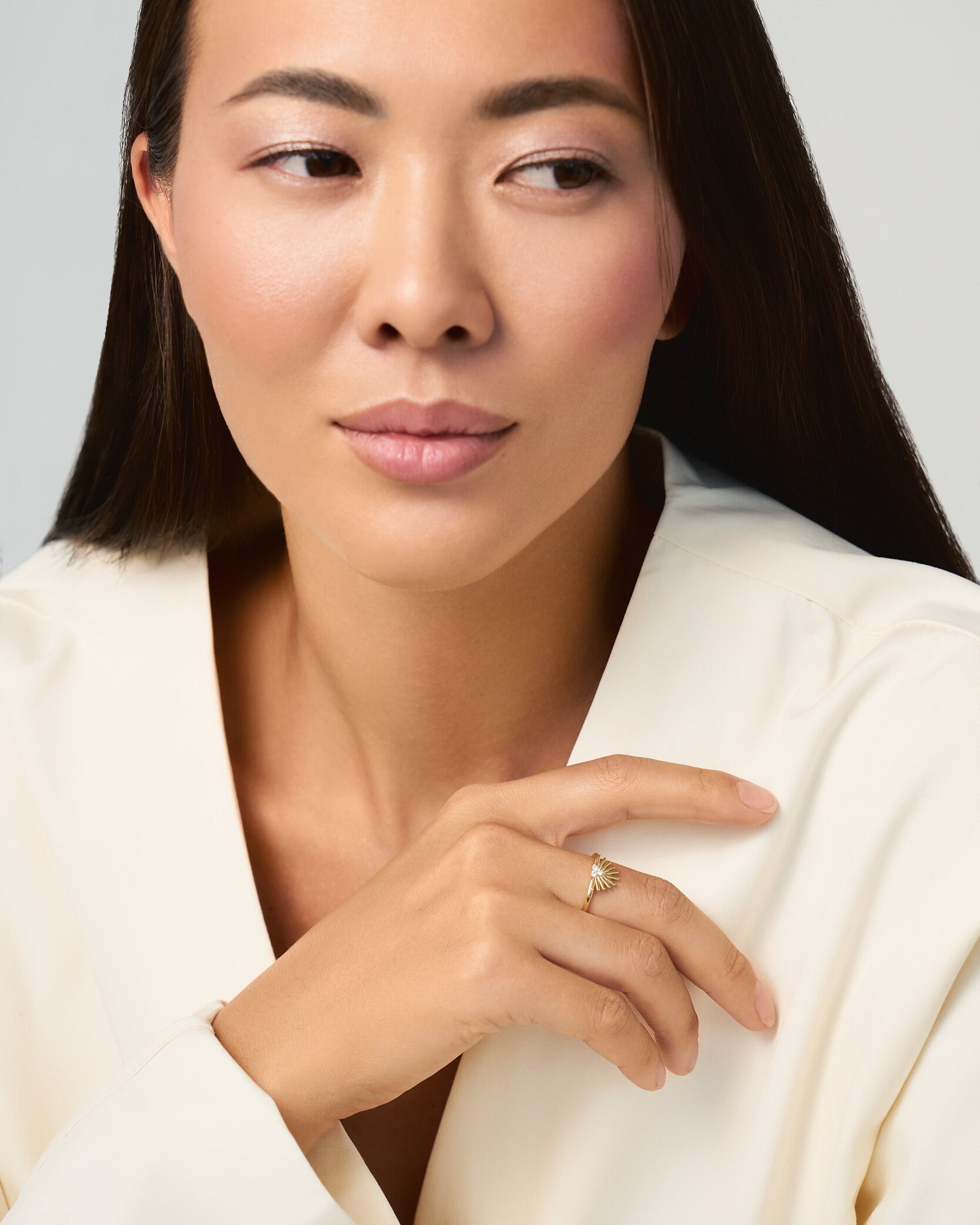 Sunburst Diamond Ring, Radiant Minimalism - 18k Gold Vermeil