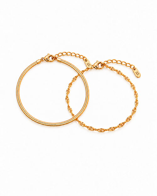 Herringbone & Singapore Bracelet Set
