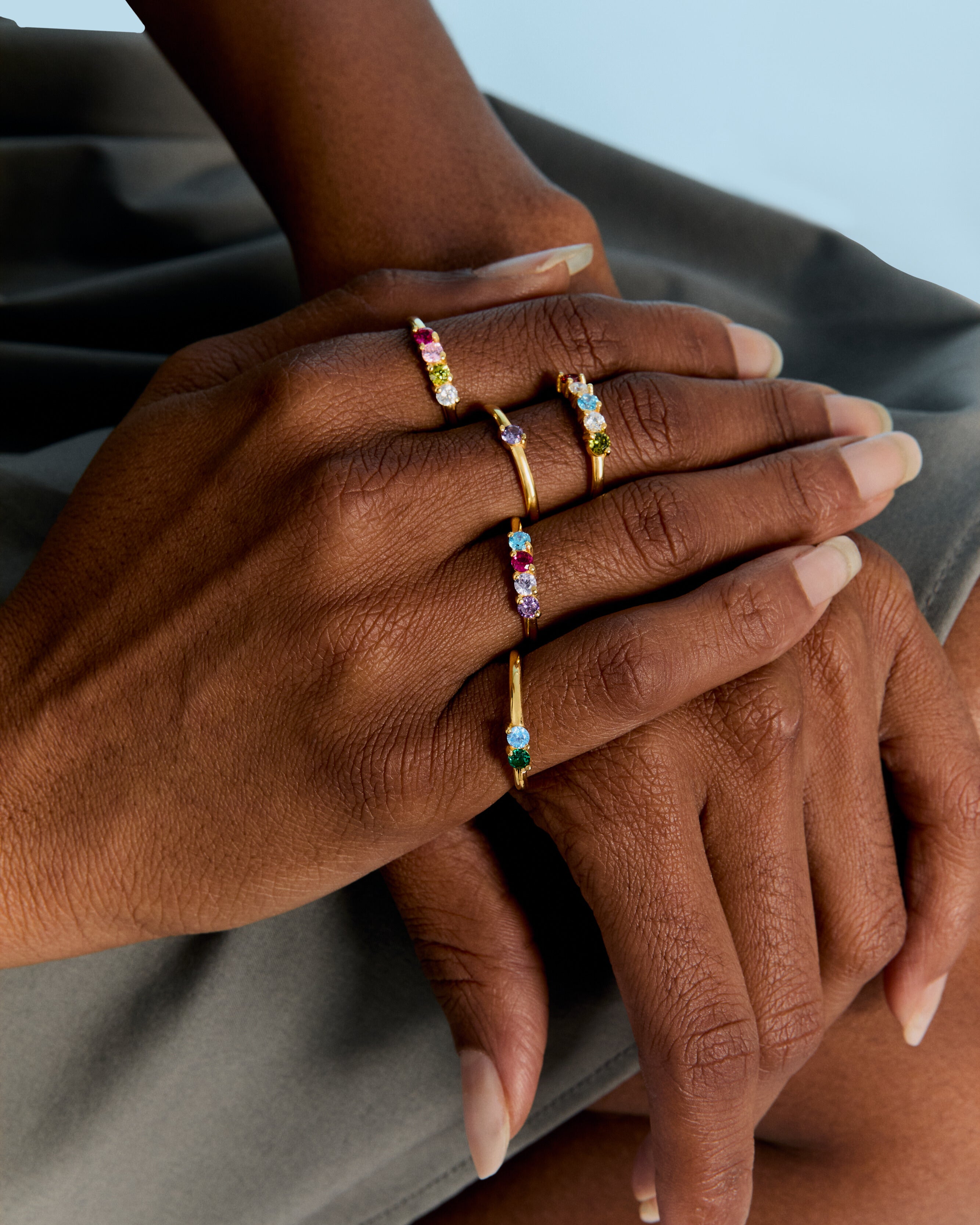 Personalized Family Birthstone Ring for Her and Mom - 18k Gold Vermeil