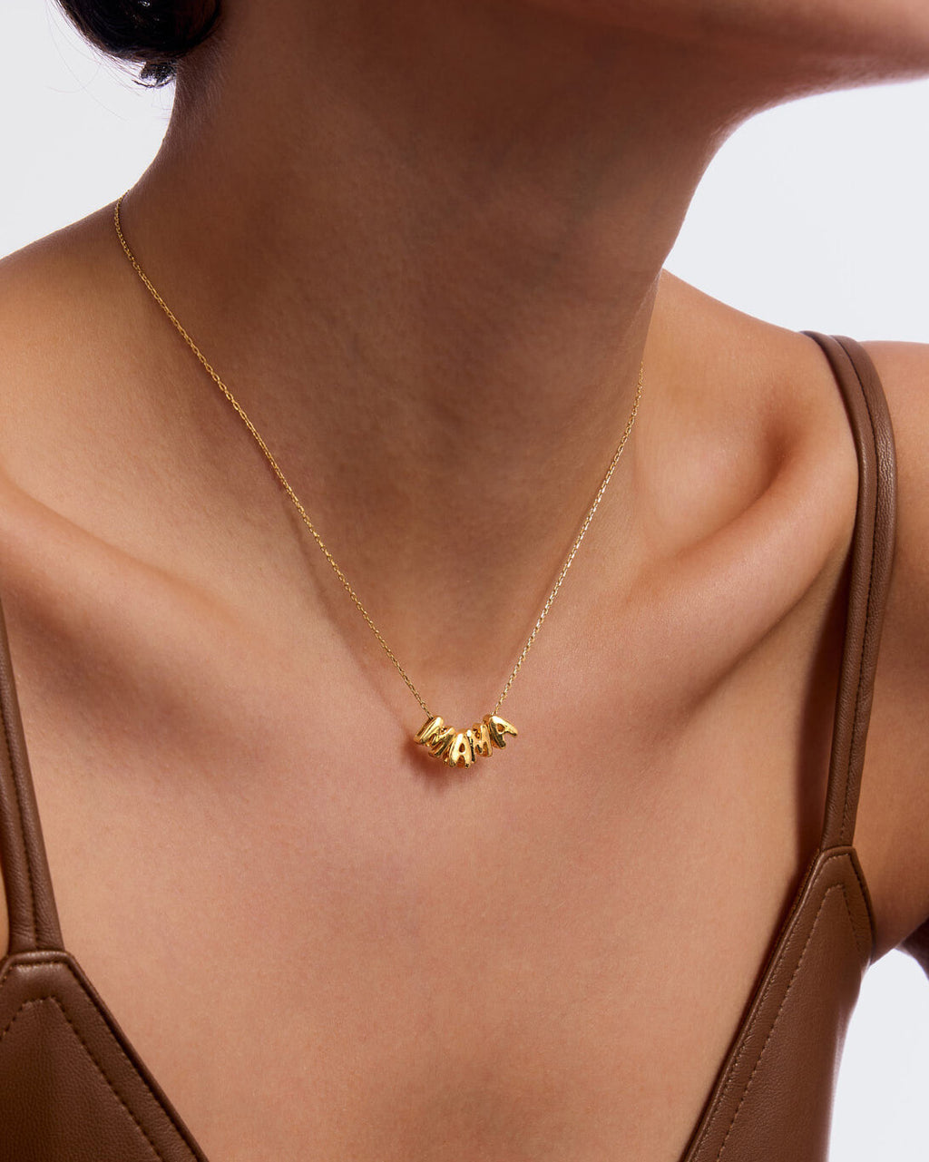 Bubble Initial MAMA Necklace - 18k Gold Vermeil