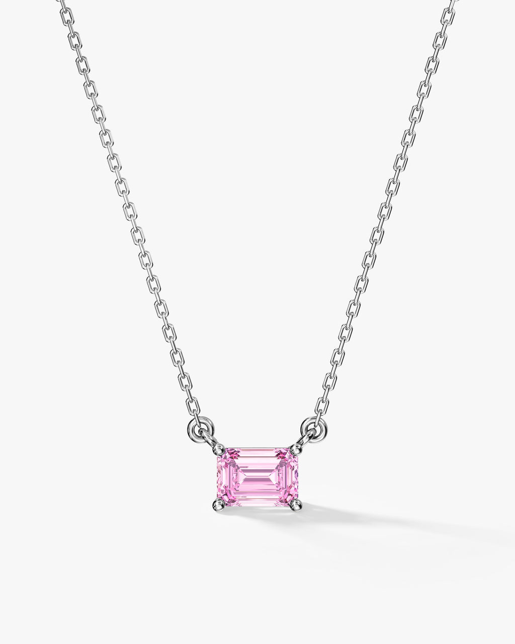 Emerald Cut Solitaire Birthstone Necklace