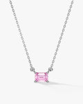 Emerald Cut Solitaire Birthstone Necklace