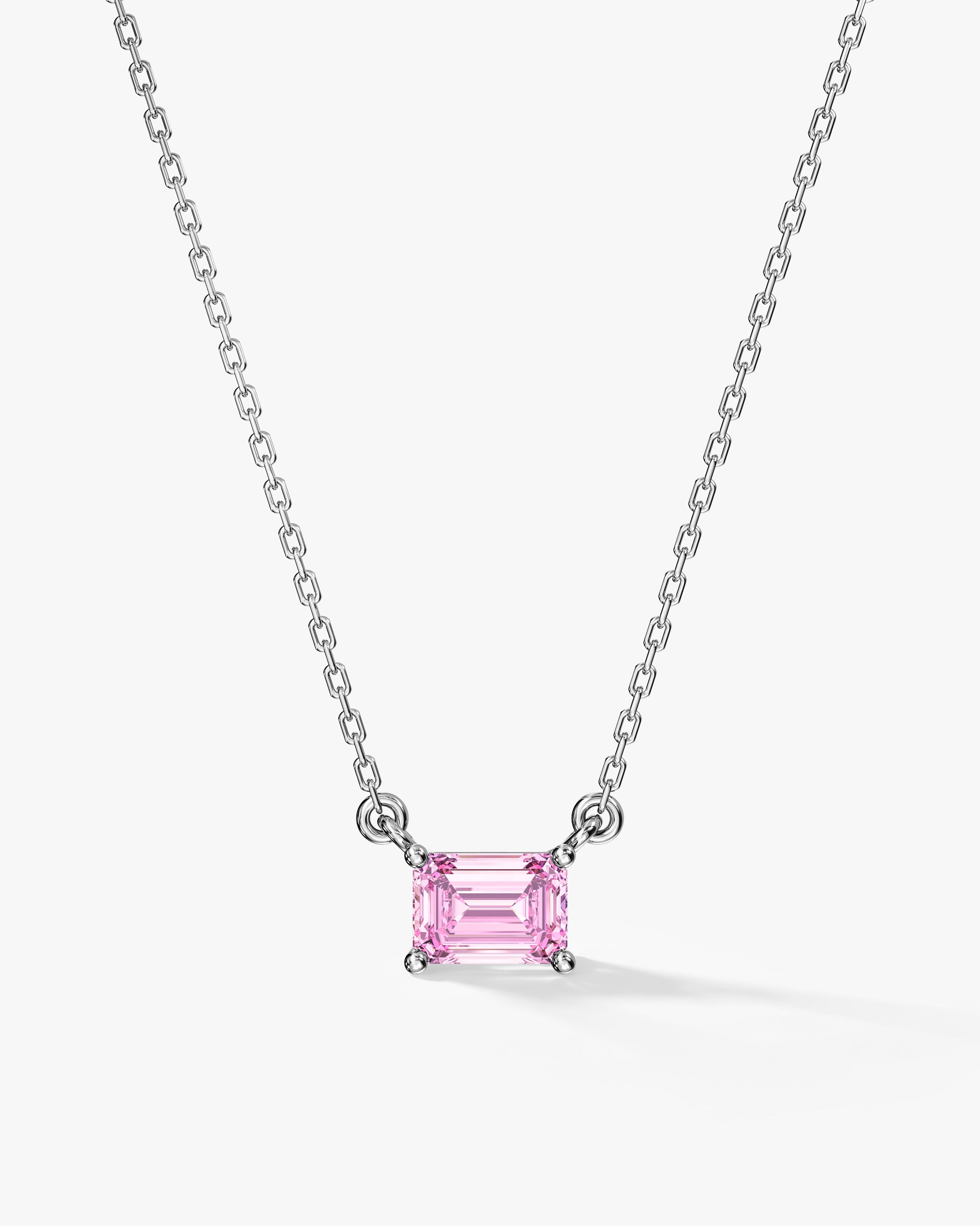 Emerald Cut Solitaire Birthstone Necklace