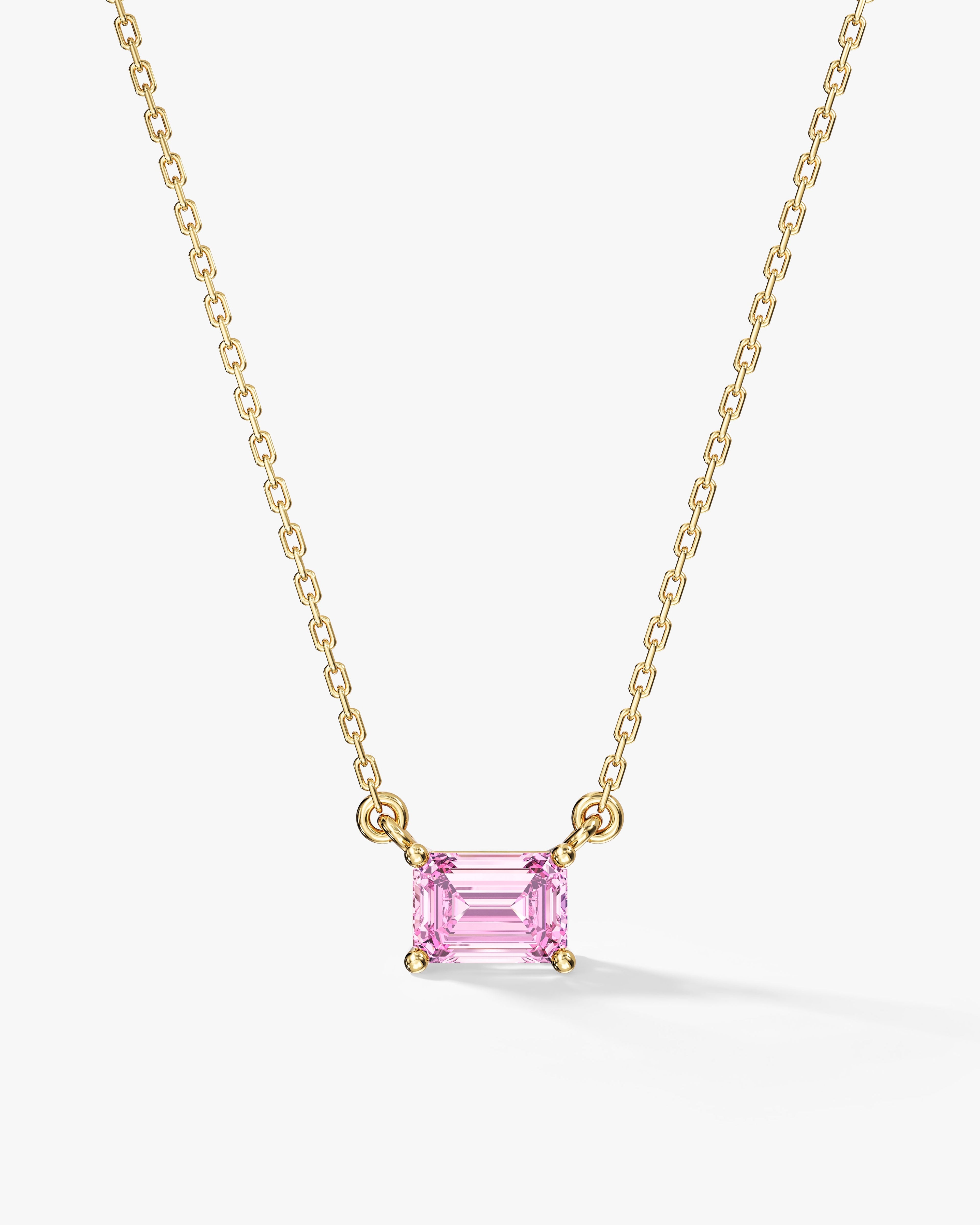 Emerald Cut Solitaire Birthstone Necklace