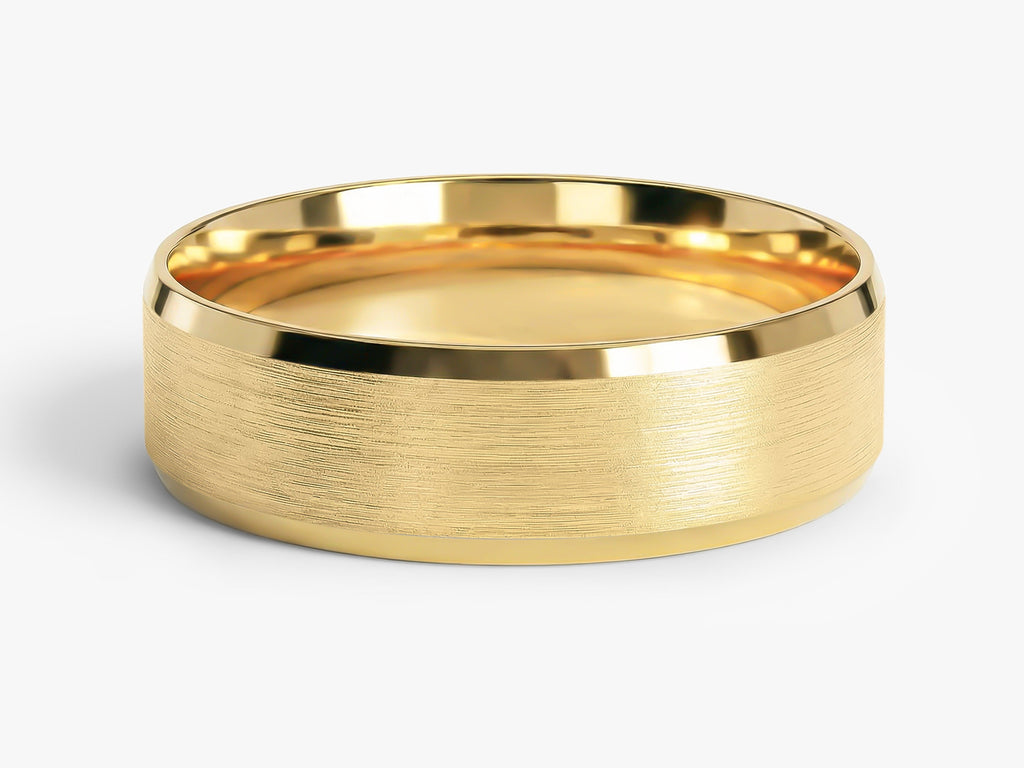 6mm Beveled Edge Wedding Band - Matte Brushed