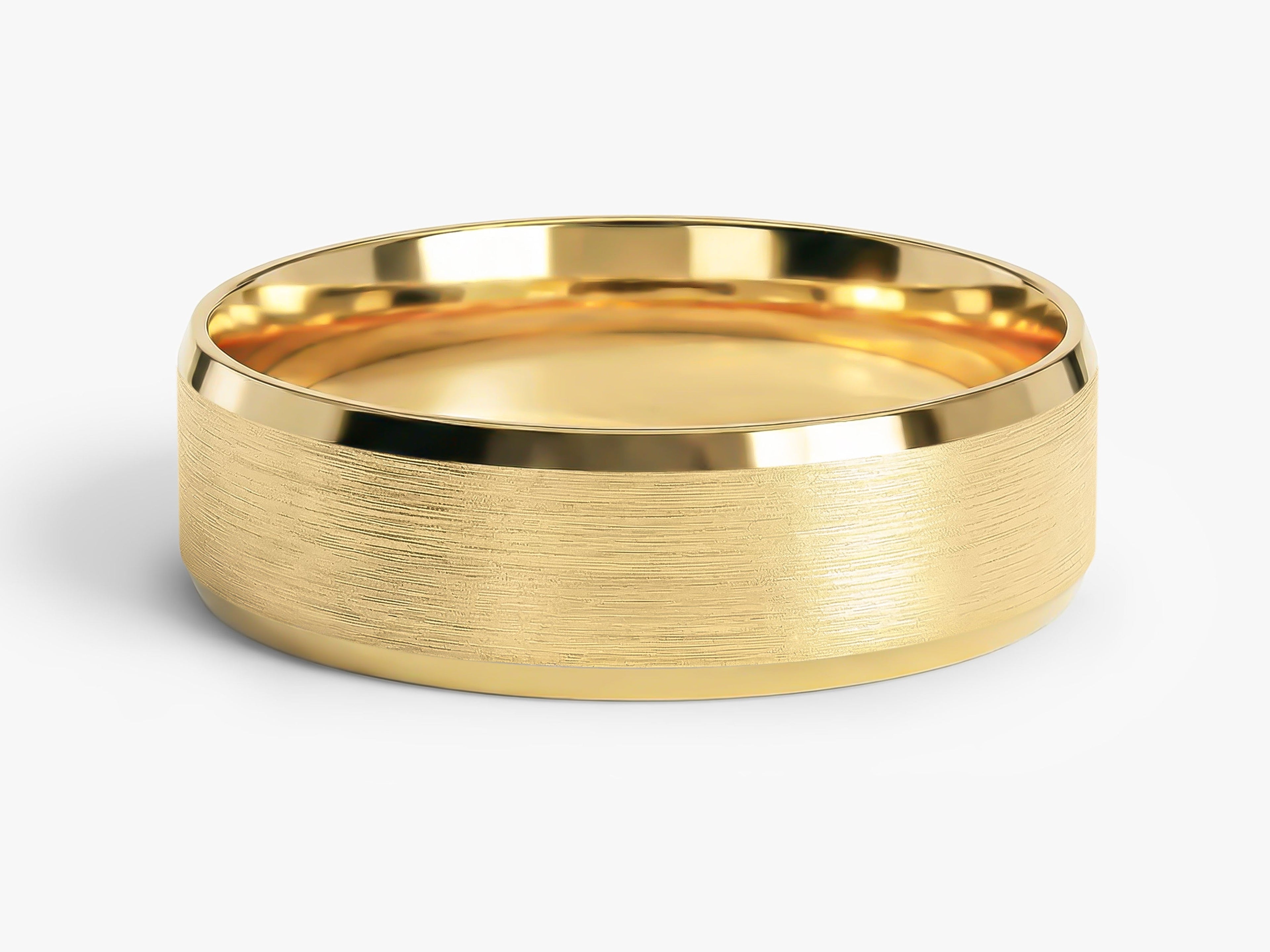6mm Beveled Edge Wedding Band - Matte Brushed