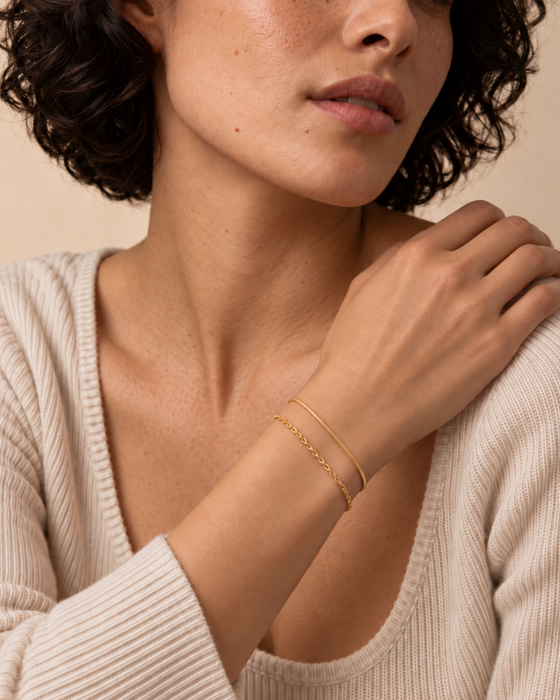 Snake & Rope Bracelet Set on model
