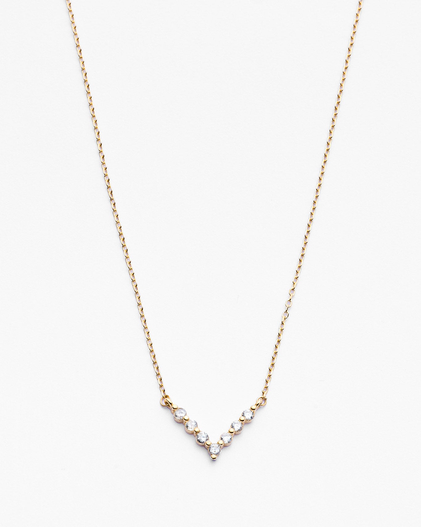 Minimalist Silver V Shape Gemstone Necklace  - Dainty Jewelry