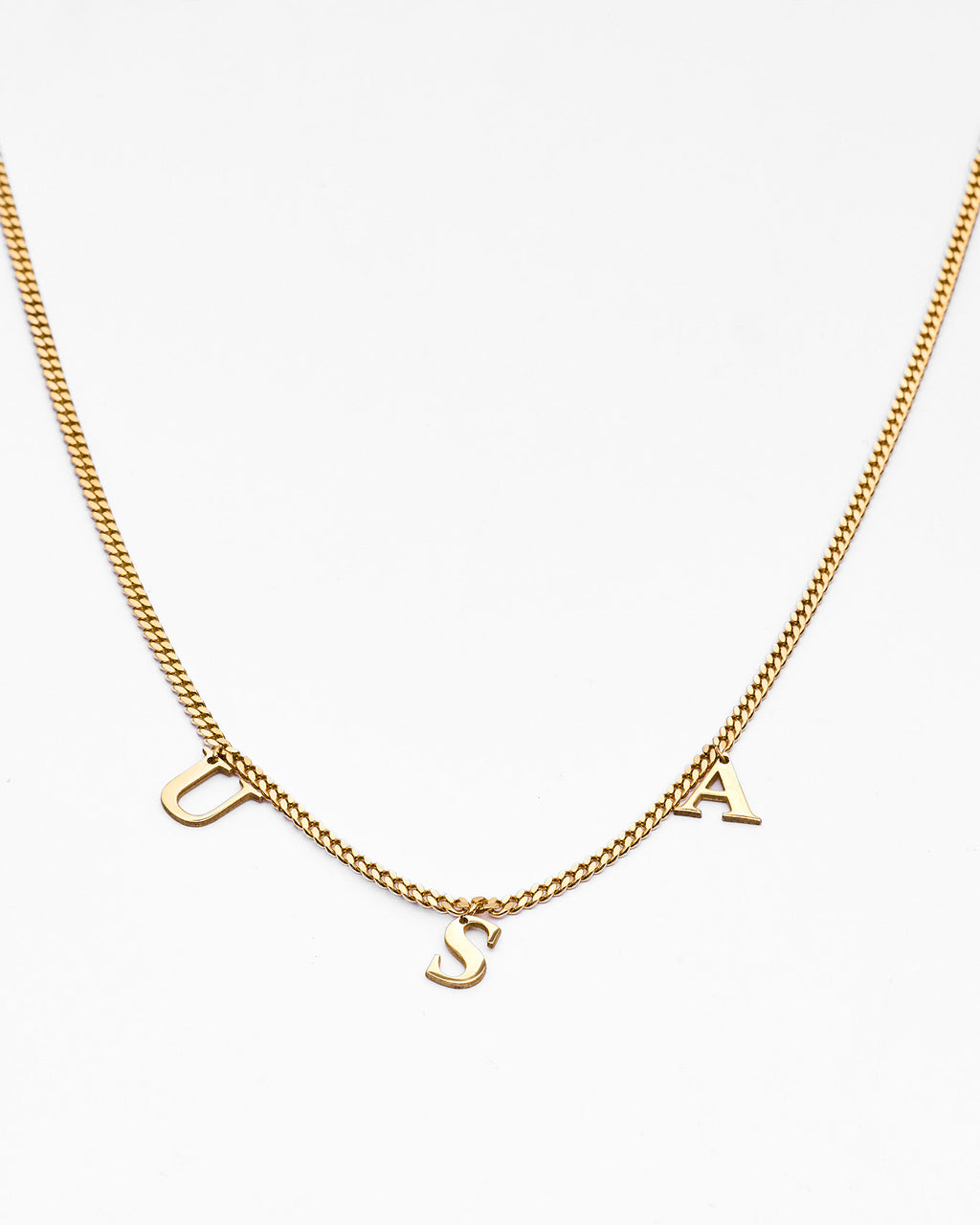 Drop Initial Pendant Necklace with Curb Chain - 18k Gold Vermeil