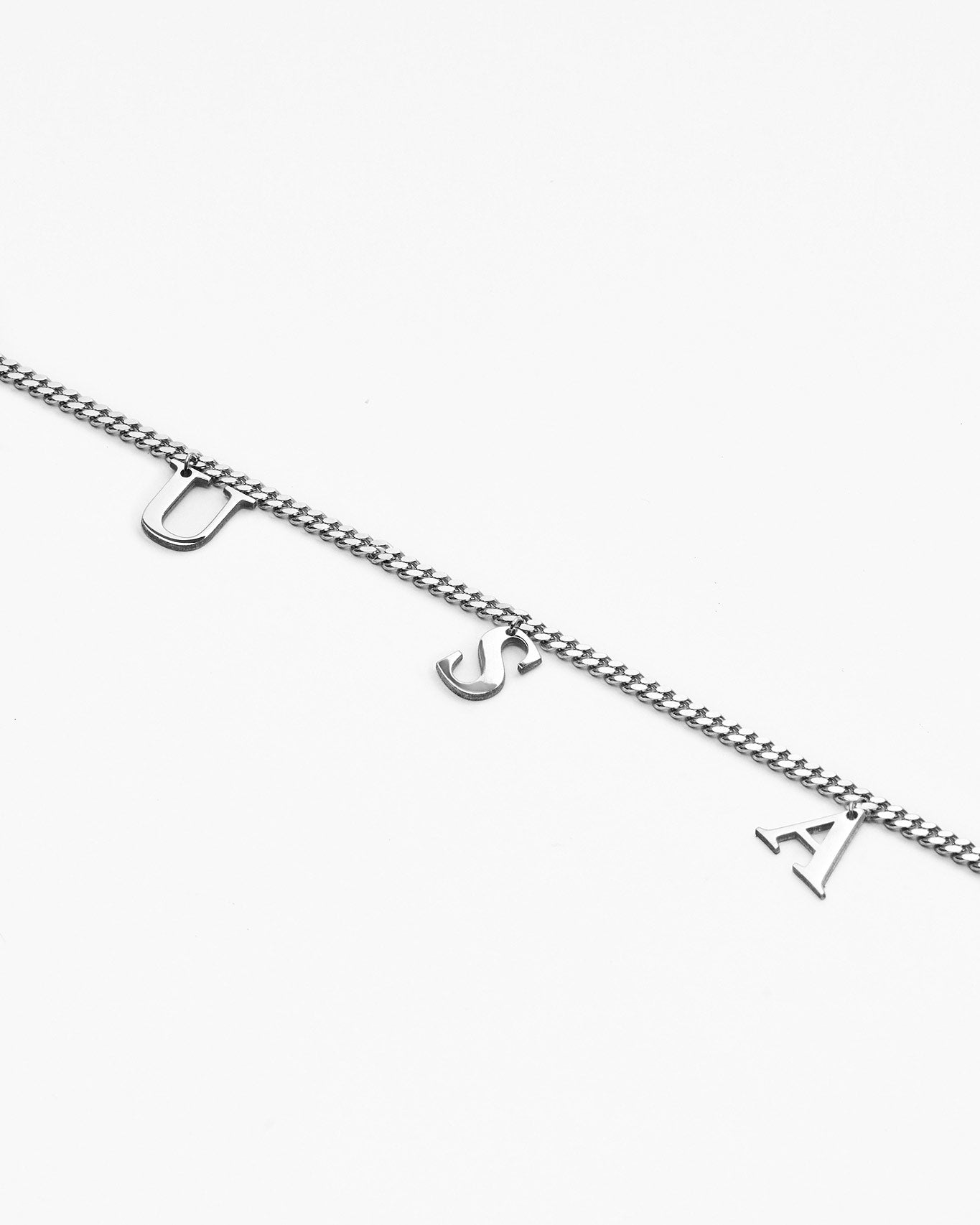 Drop Initial Pendant Necklace with Curb Chain - 925k Sterling Silver