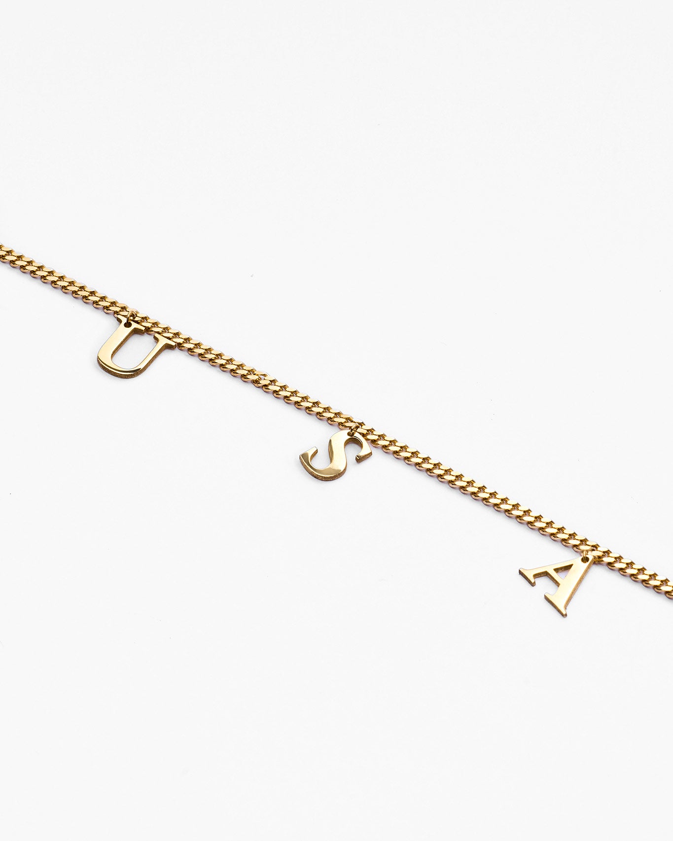 Drop Initial Pendant Necklace with Curb Chain - Initial Jewelry
