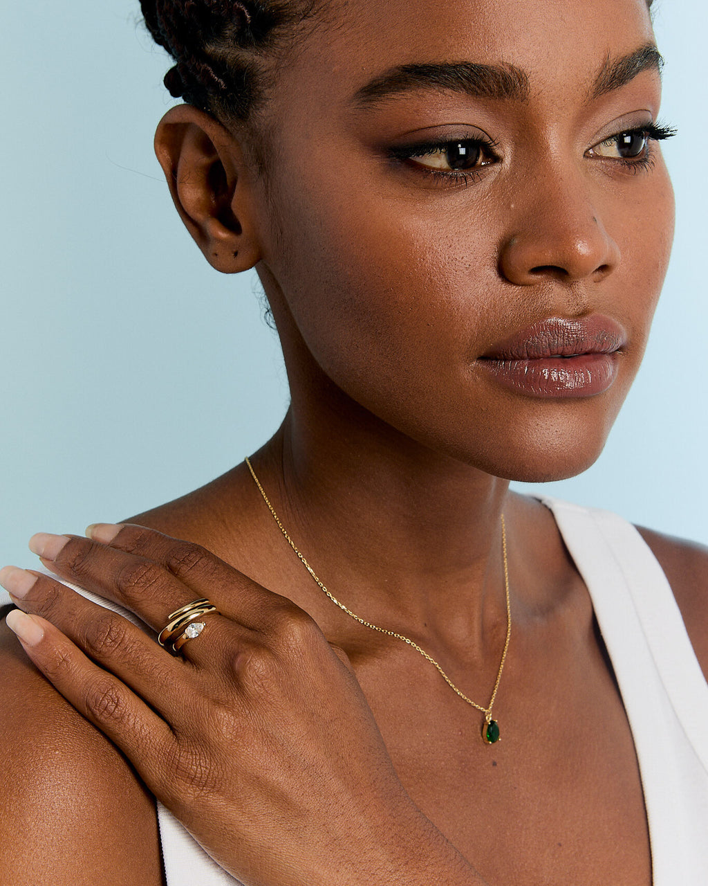 Sculptural Spiral Ring with Solitaire Stone - 18k Gold Vermeil