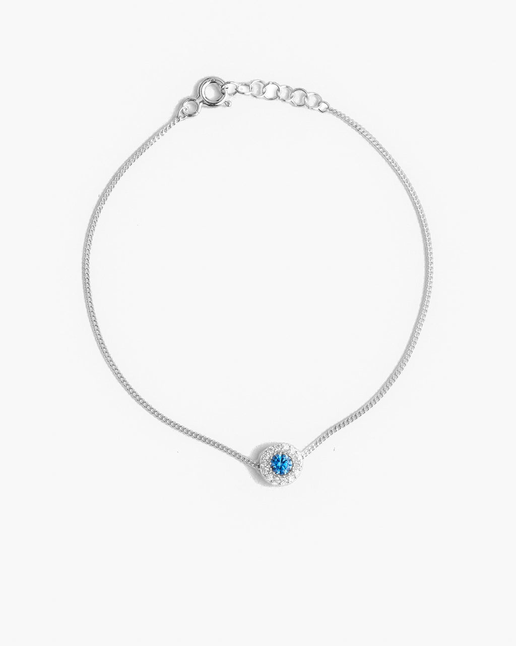 Round Aquamarine Birthstone Bracelet - 925k Sterling Silver