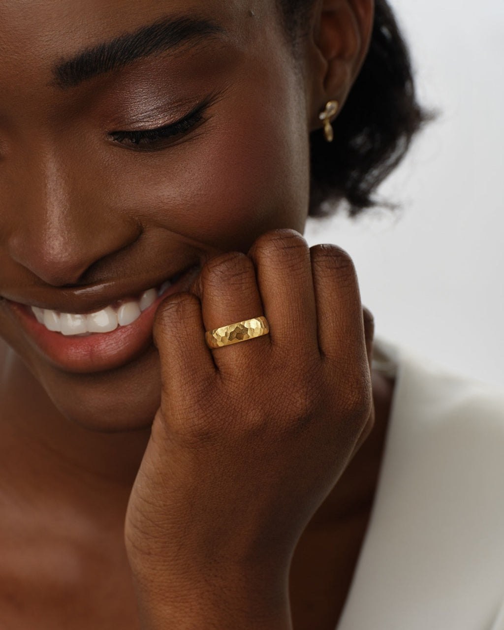 6mm Hammered Dome Wedding Band