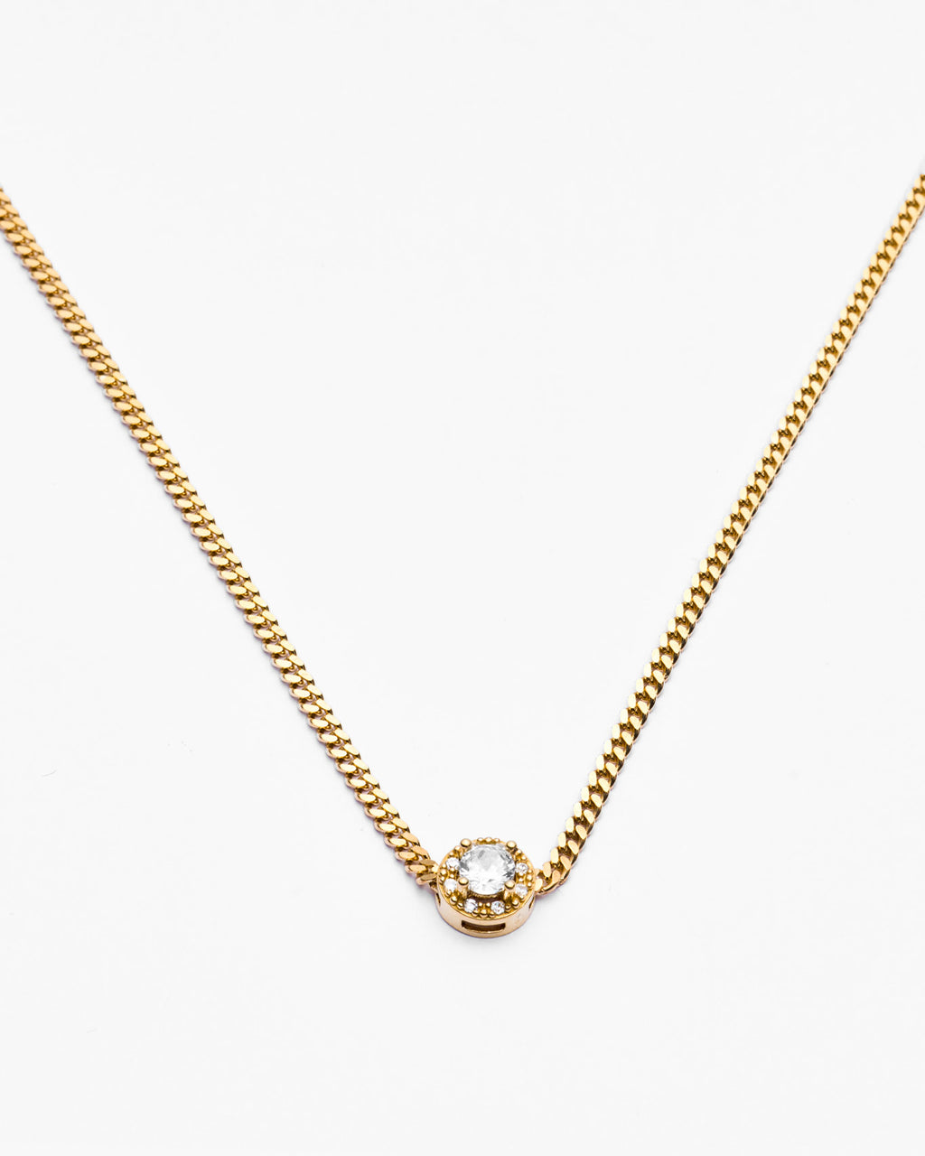 Birthstone Round Halo Pendant Necklace - 18k Gold Vermeil