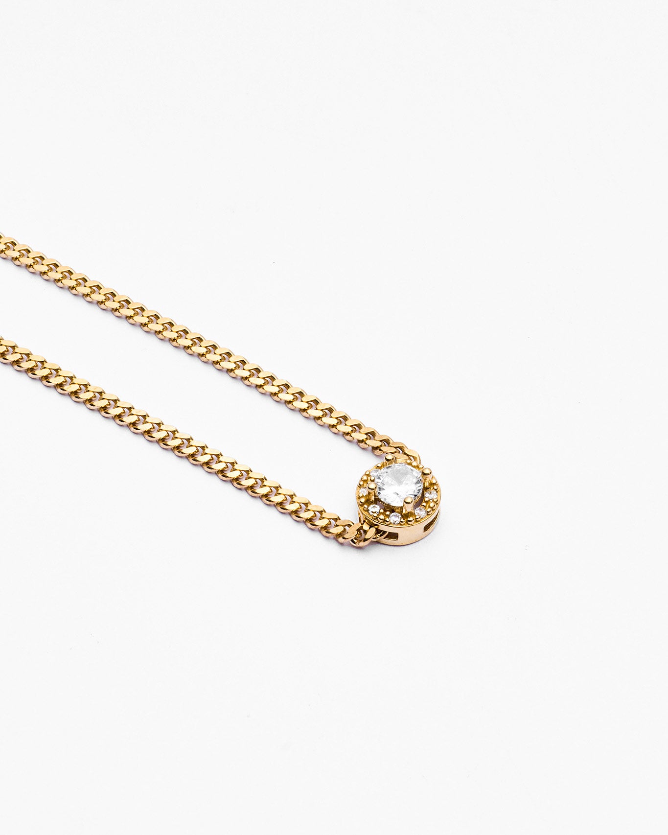 Birthstone Round Halo Pendant Necklace - 18k Gold Vermeil