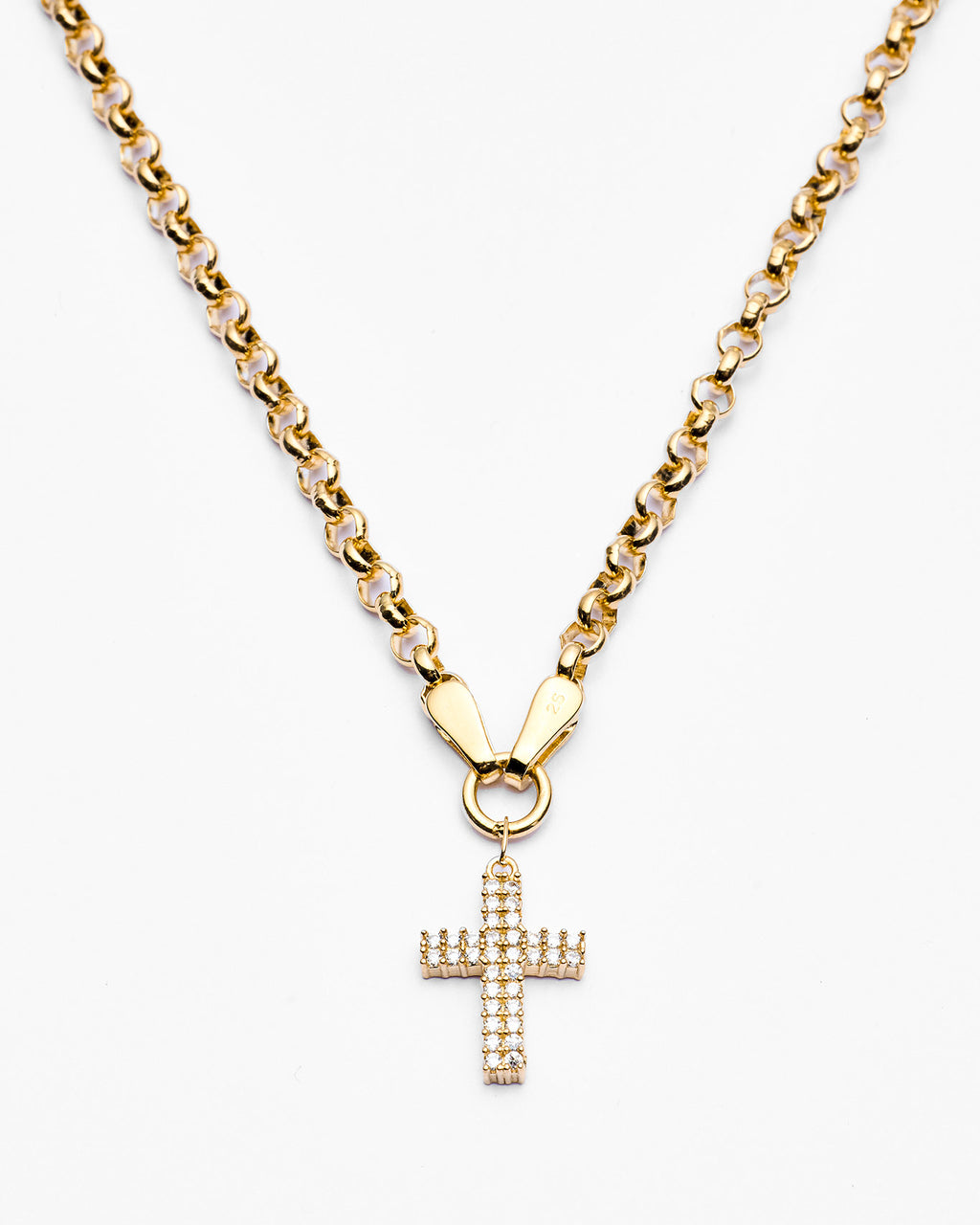 Elegant Cross Pendant & Geometric Charm Layered Necklace Set - 18k Gold Vermeil