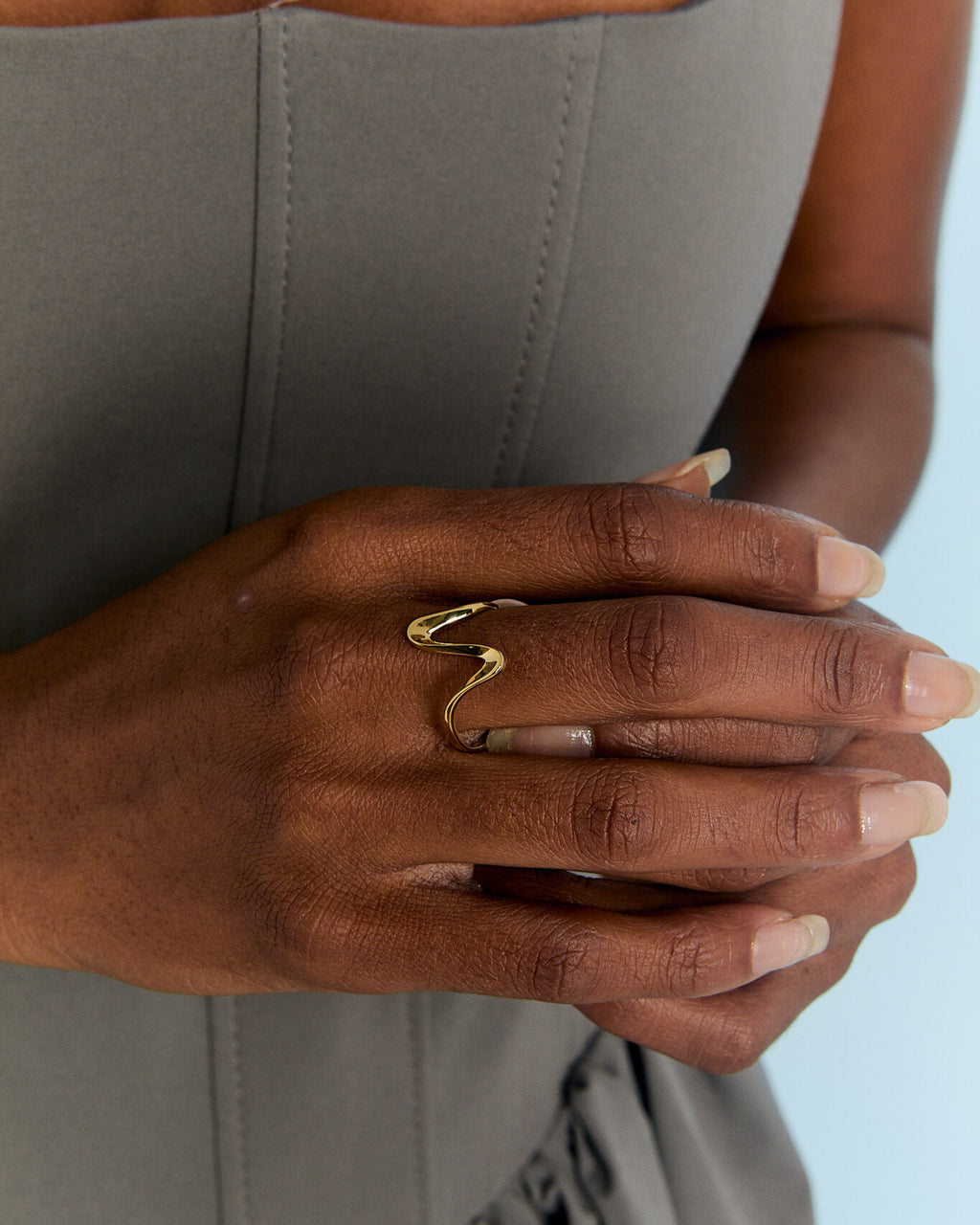 Wavy Sculptural Ring, Organic Minimalist Design - 925k Sterling Silver