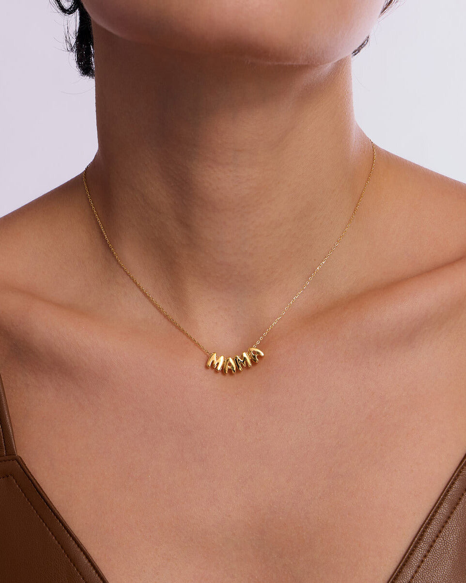 Bubble Initial MAMA Necklace - 925k Sterling Silver