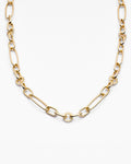 Gold Paperclip Chain Necklace with Sparkling CZ Accents