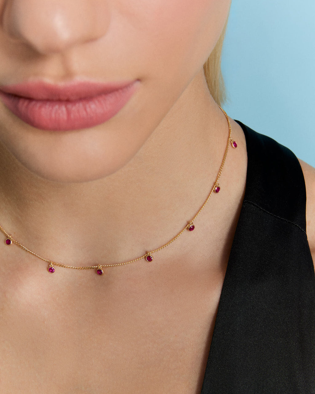 Birthstone Elegant Spaced Emerald Necklace - 18k Gold Vermeil