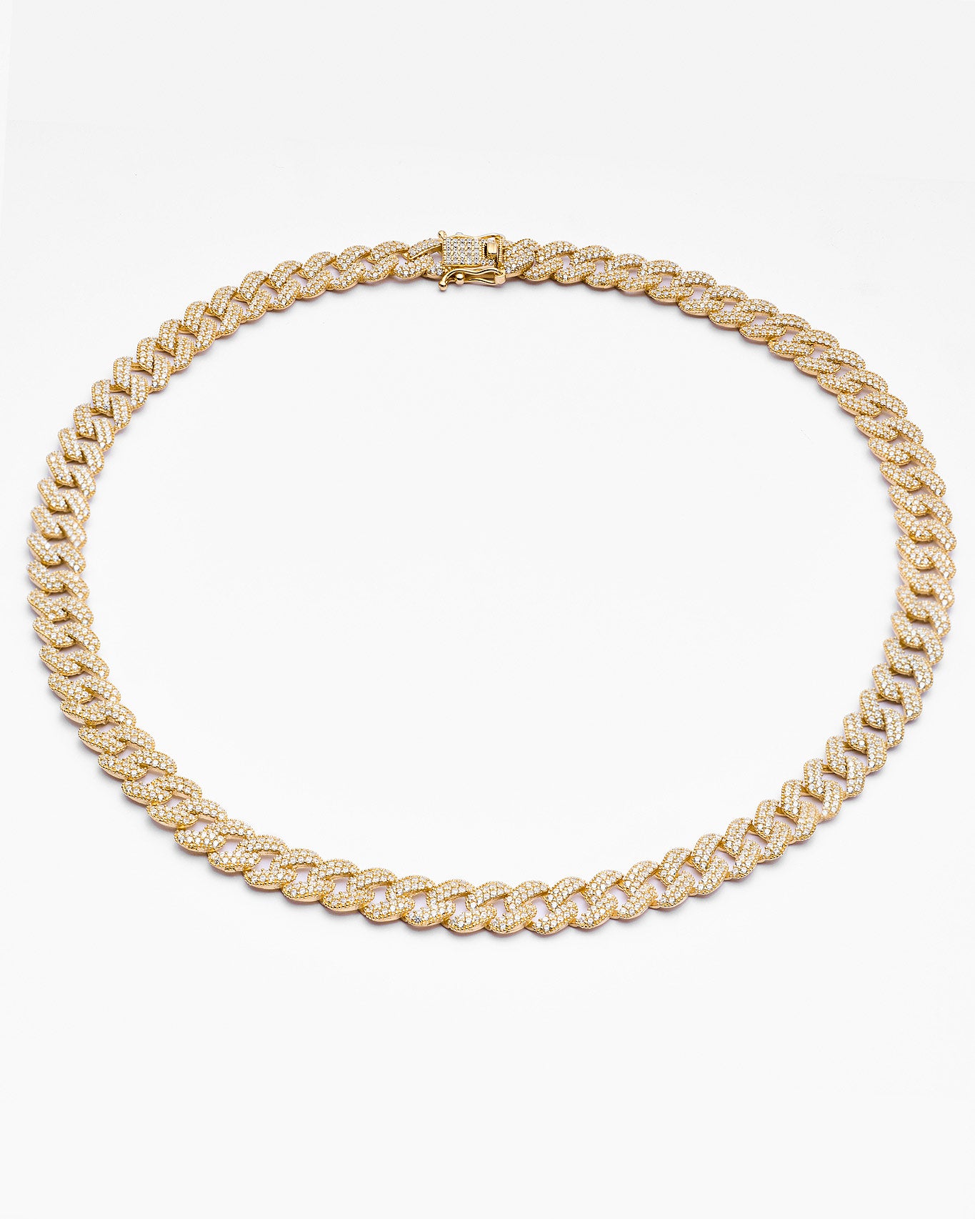 Iced Out Cuban Link Chain Necklace - 18k Gold Vermeil