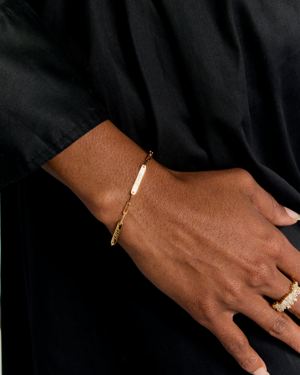 Silver Engraved Dainty Name Bar Bracelet - 925k Sterling Silver