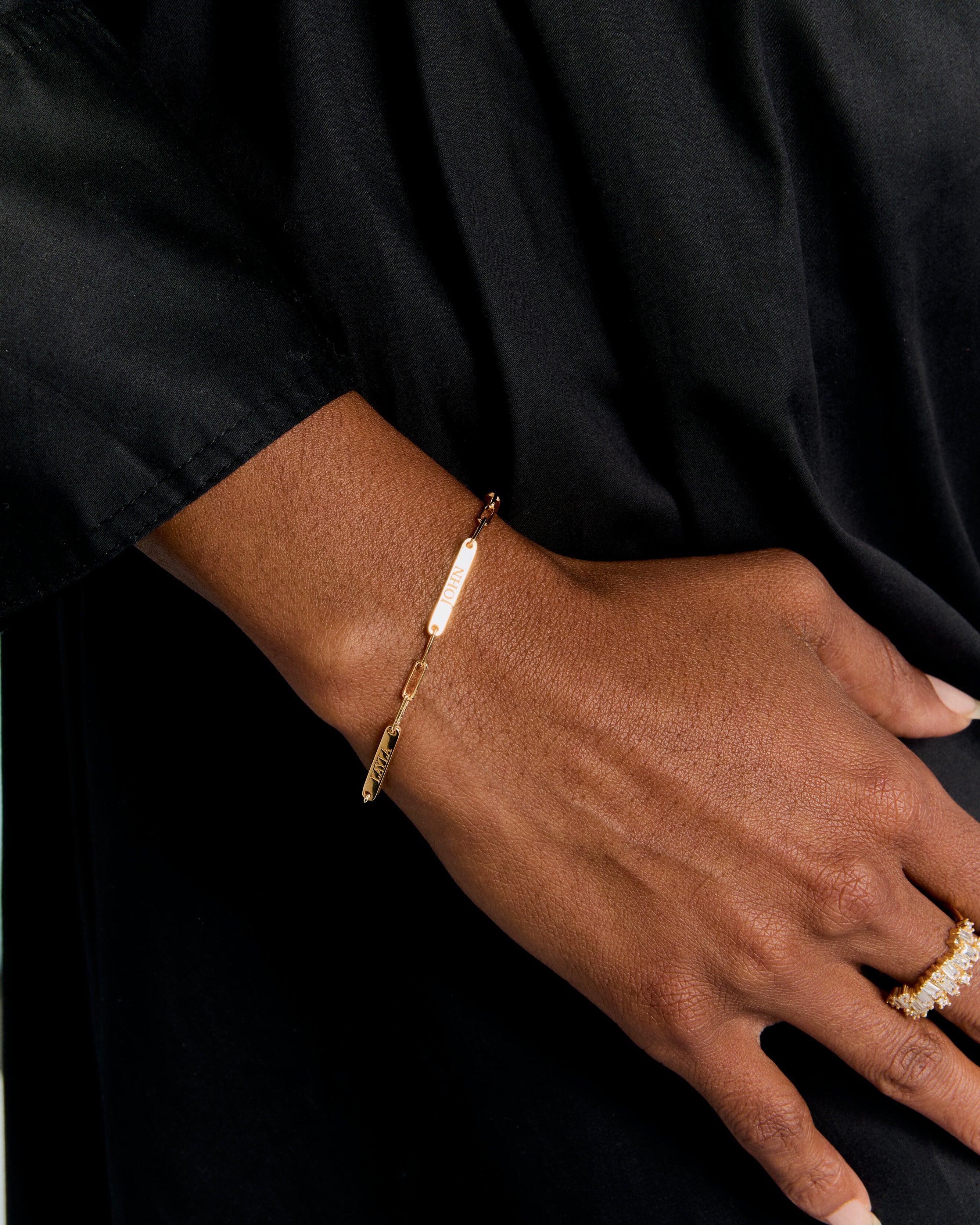 Silver Engraved Dainty Name Bar Bracelet - 925k Sterling Silver