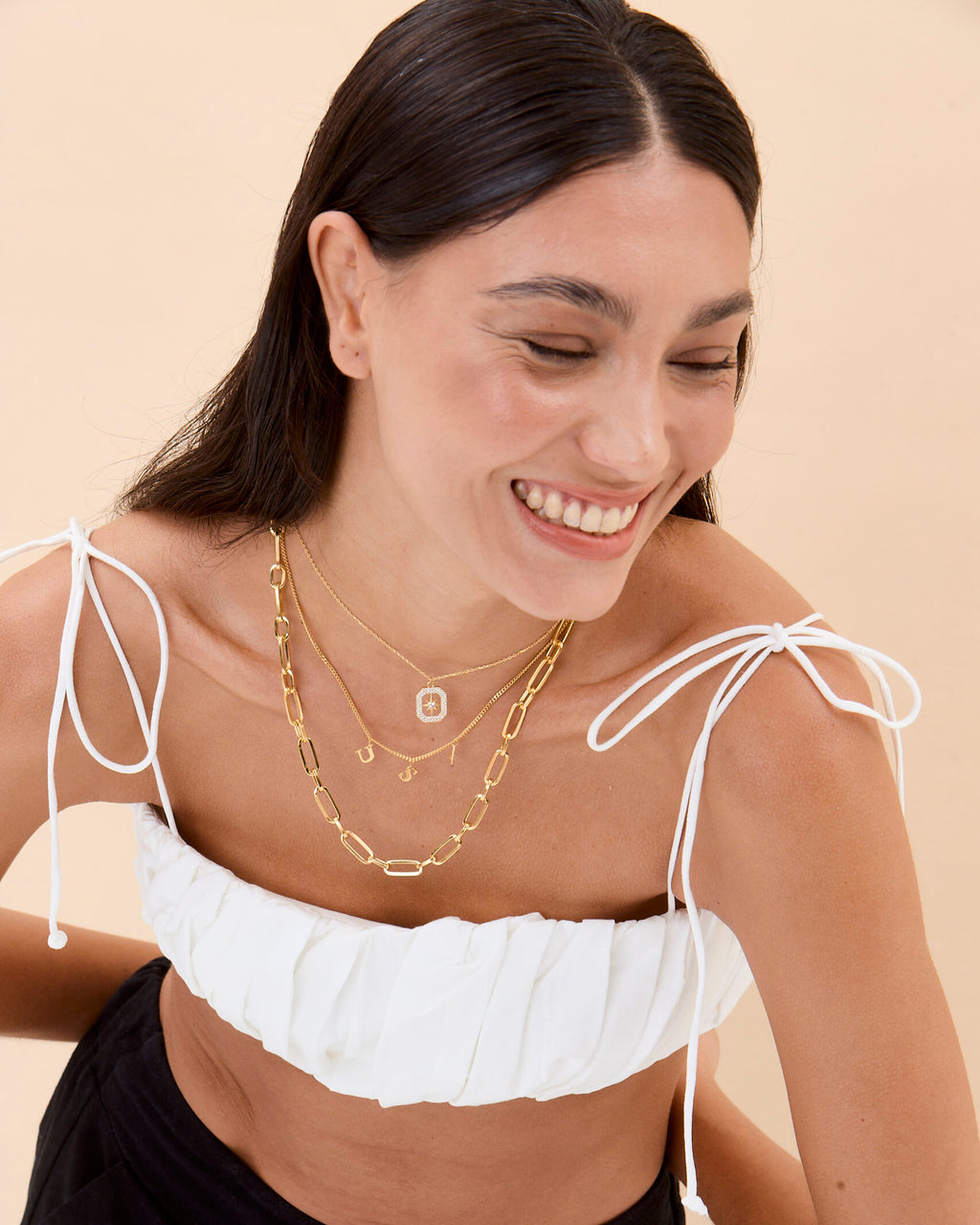 Timeless Layered Necklace Set, North Star Pendant & USA Letter Charms - 18k Gold Vermeil