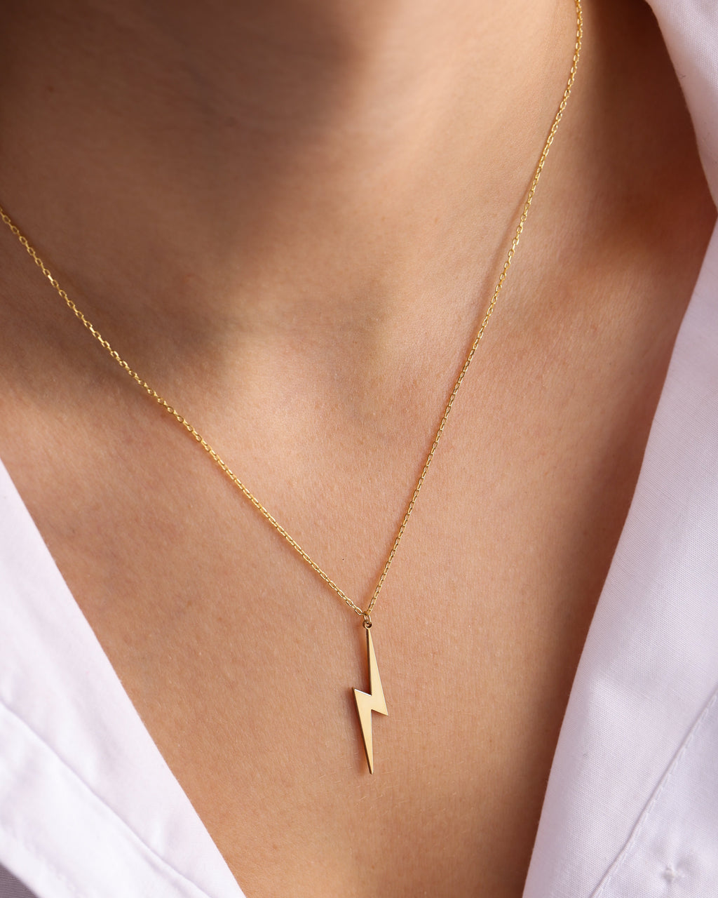 Lightning Necklace - Gold, Rose Gold, or Silver Pendant Chain - Gift for Her - 925k Sterling Silver