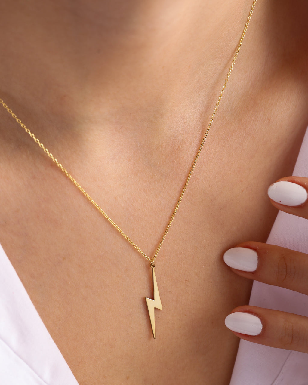 Lightning Necklace - Gold, Rose Gold, or Silver Pendant Chain - Gift for Her - 925k Sterling Silver