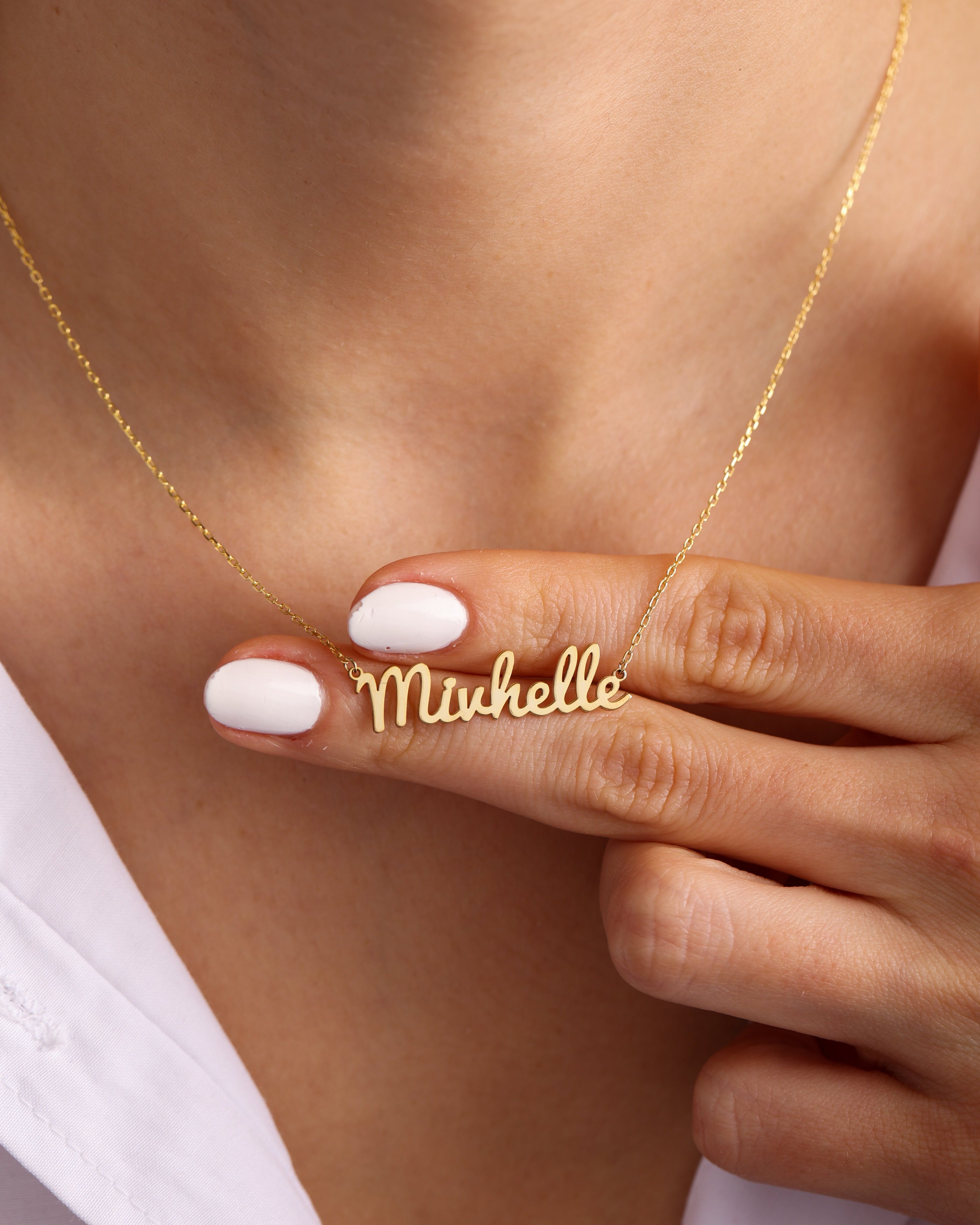 Custom Name Necklace, Personalized Gold Name Jewelry - 925k Sterling Silver