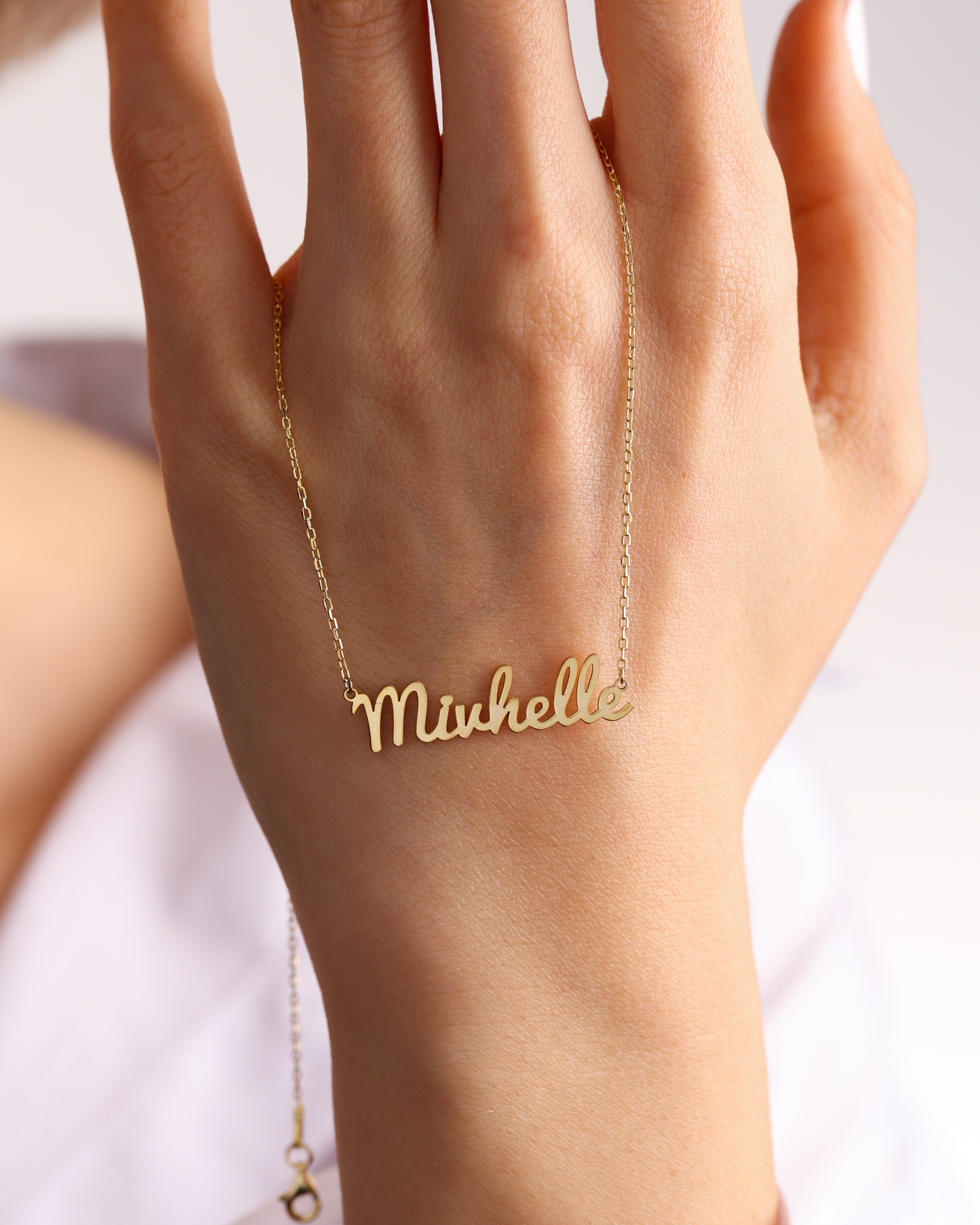 Custom Name Necklace, Personalized Gold Name Jewelry - 925k Sterling Silver
