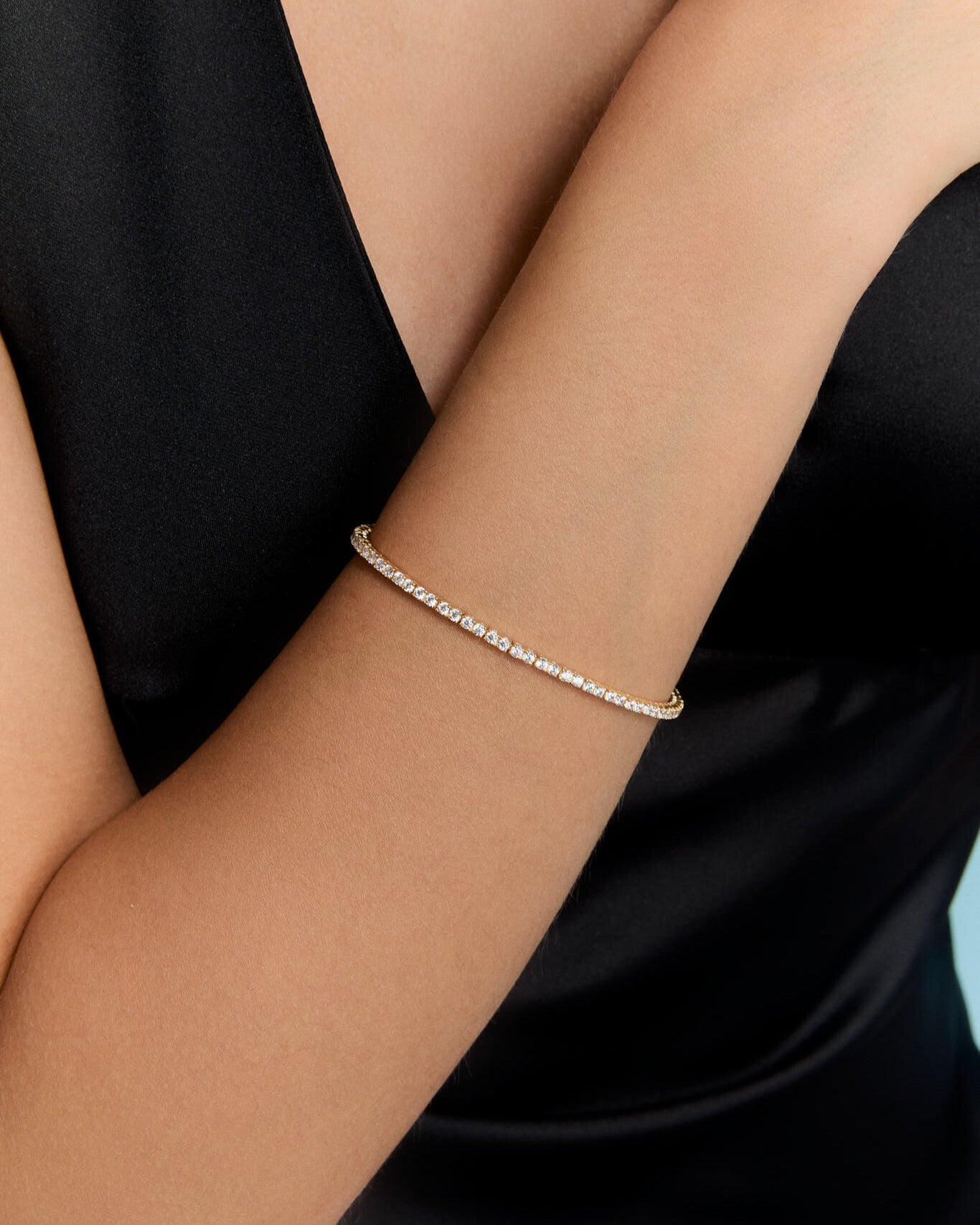 Cubic Zirconia 2mm Tennis Bracelet Classic Elegance - 18k Gold Vermeil