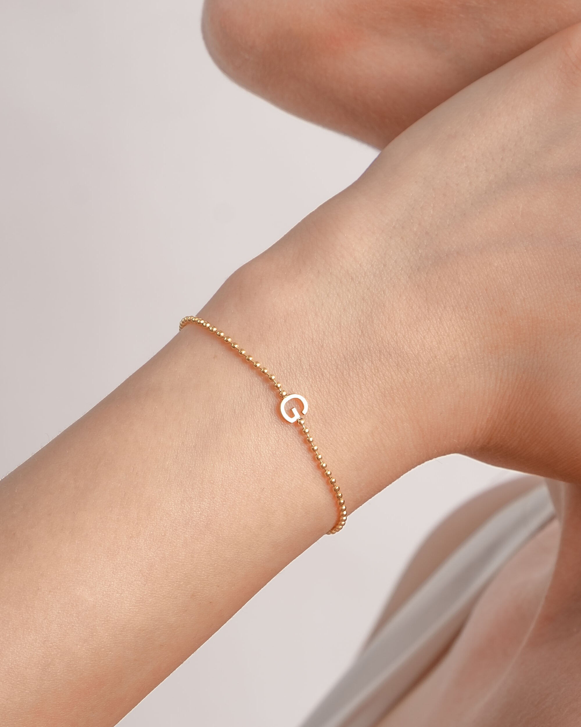 Initial Bracelet, Personalized Gold Letter Bracelet - 925k Sterling Silver