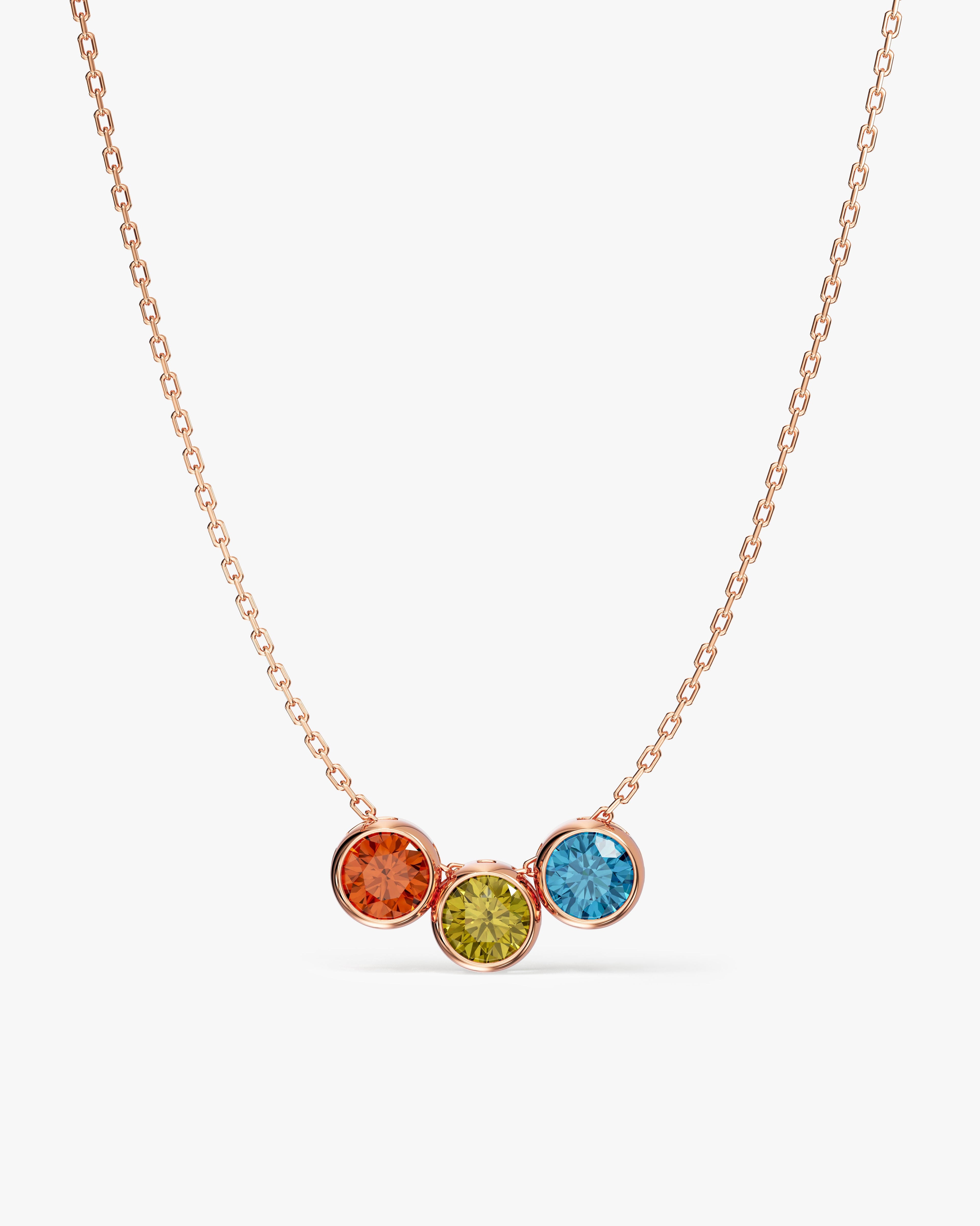 Round Cut Birthstone Charm Necklace