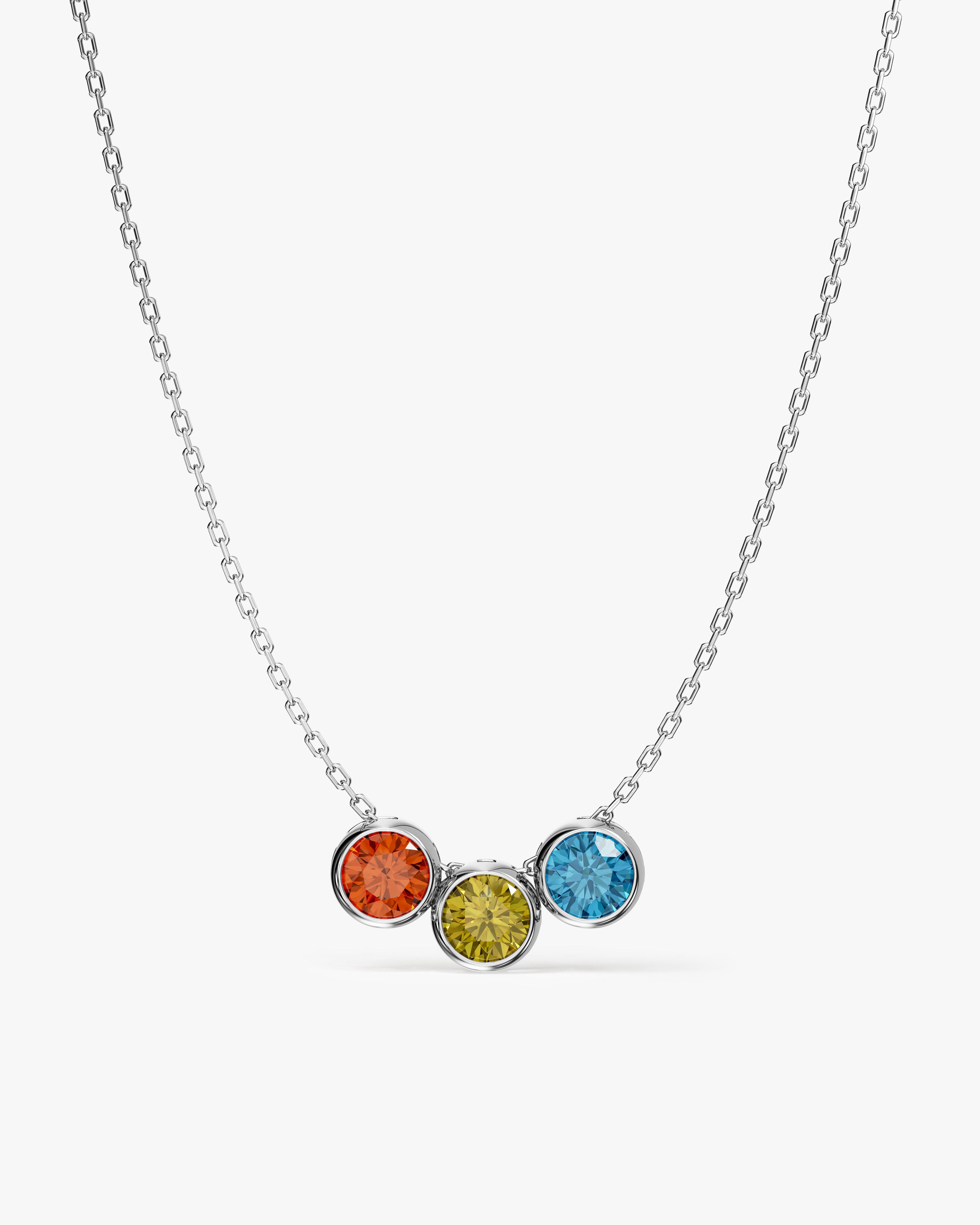 Round Cut Birthstone Charm Necklace