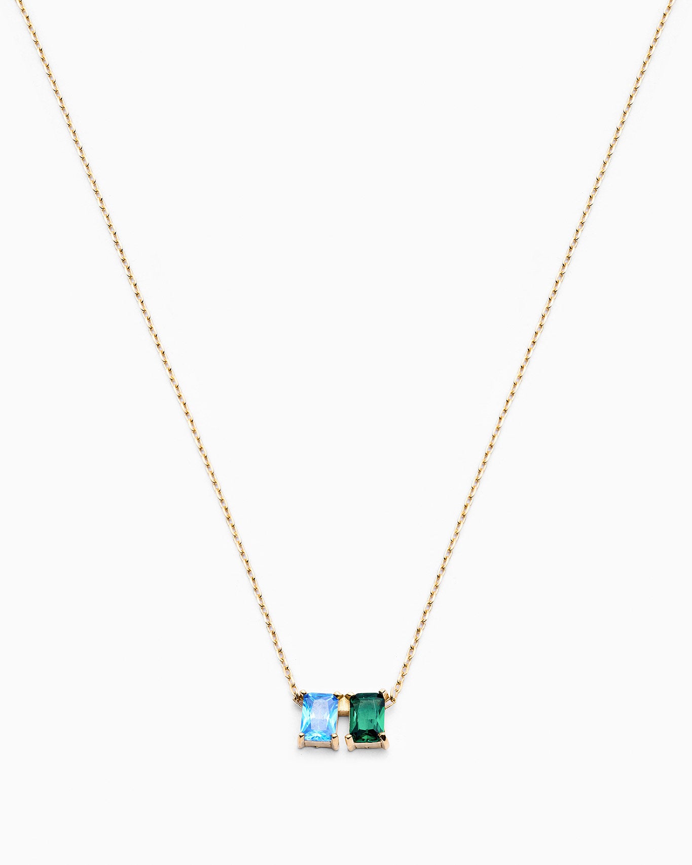 Personalized Baguette Birthstone Necklace - 18k Gold Vermeil