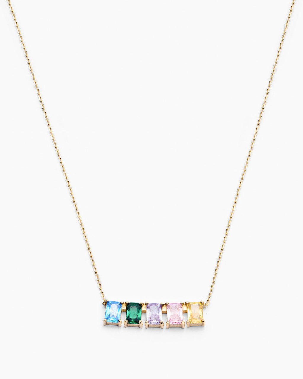 Personalized Baguette Birthstone Necklace - 18k Gold Vermeil