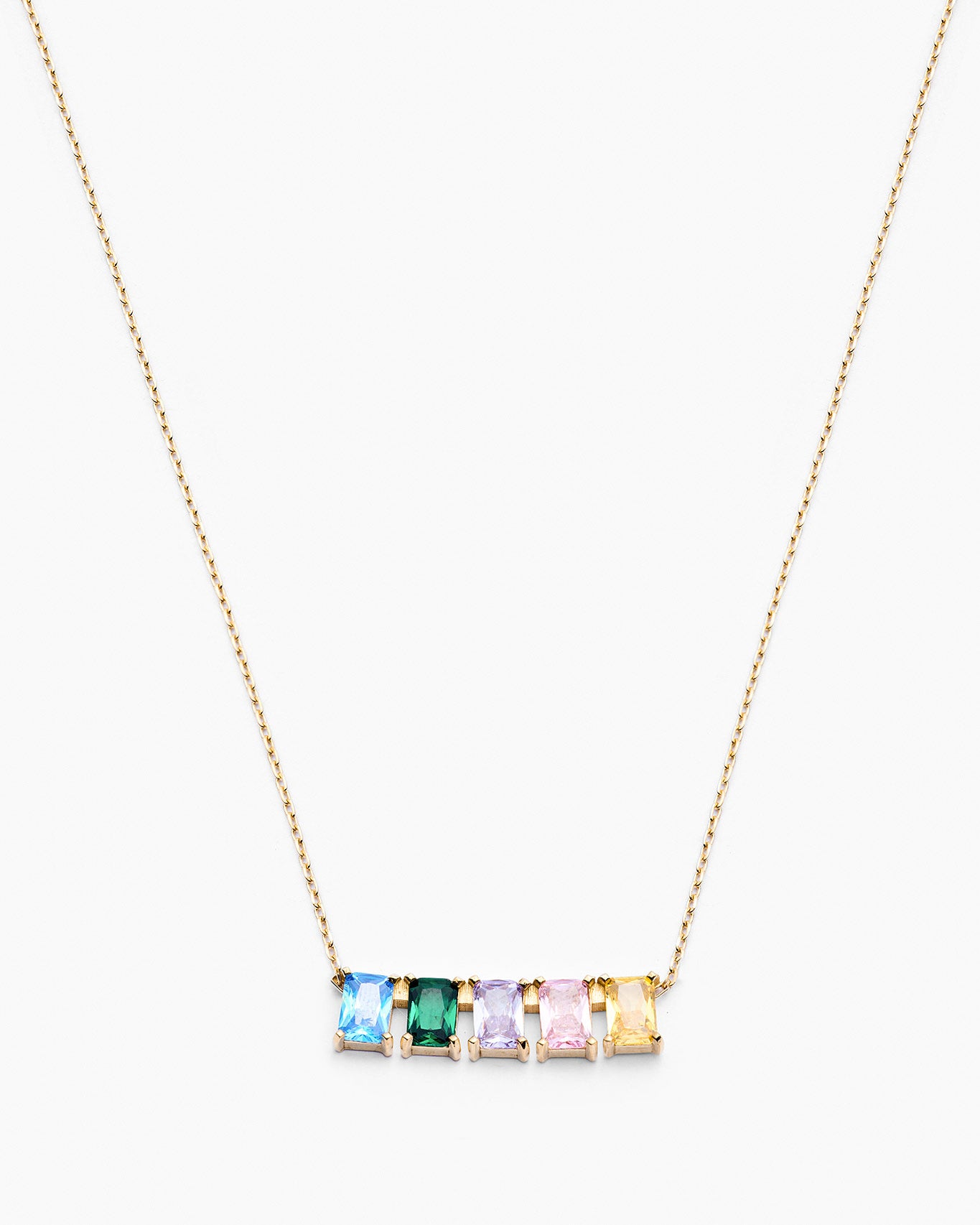 Personalized Baguette Birthstone Necklace - 18k Gold Vermeil