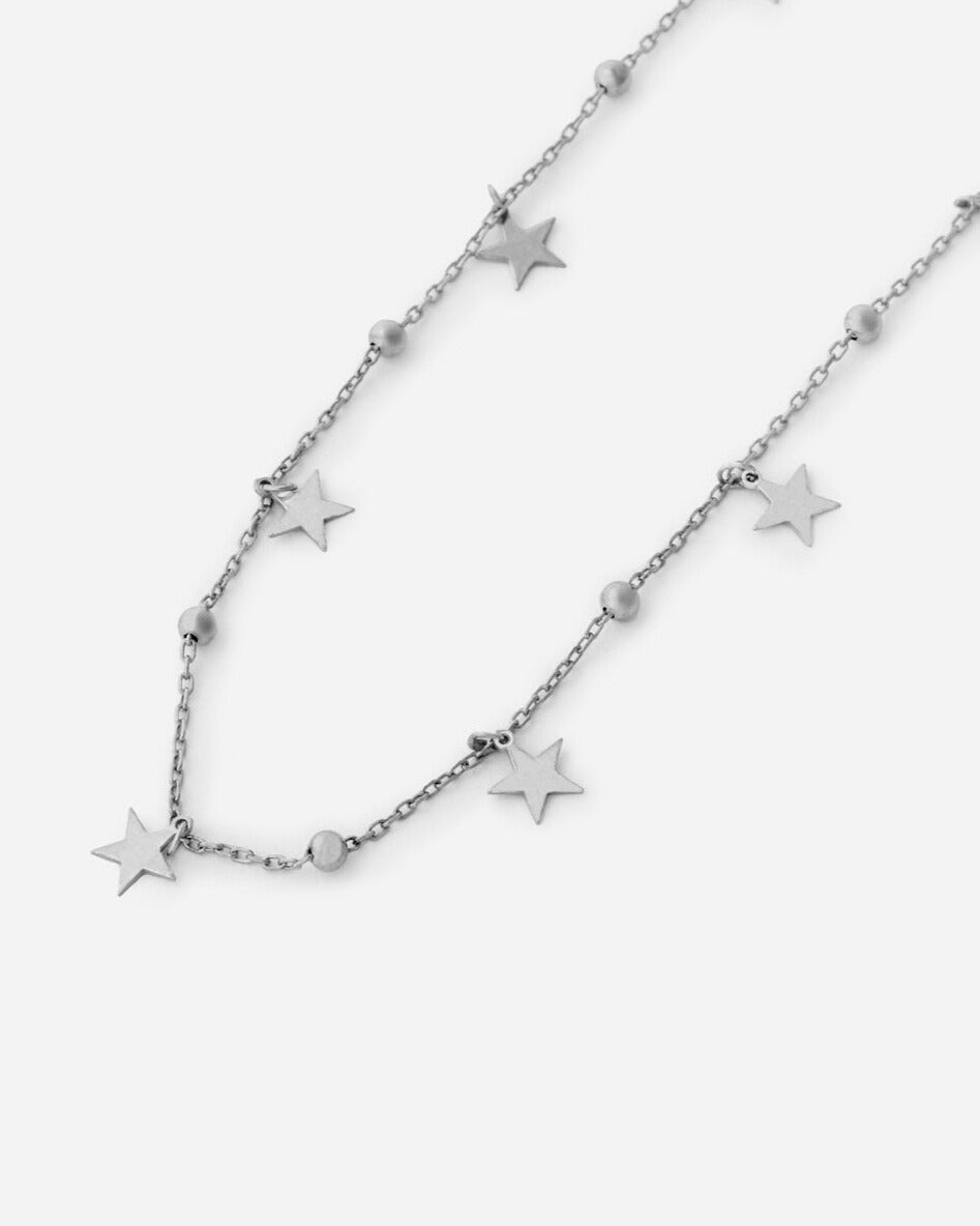 Celestial Elegance Starlight Charm Necklace - 925k Sterling Silver