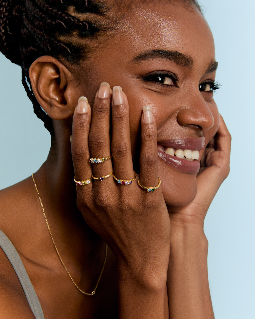 Personalized Family Birthstone Ring for Her and Mom - 18k Gold Vermeil