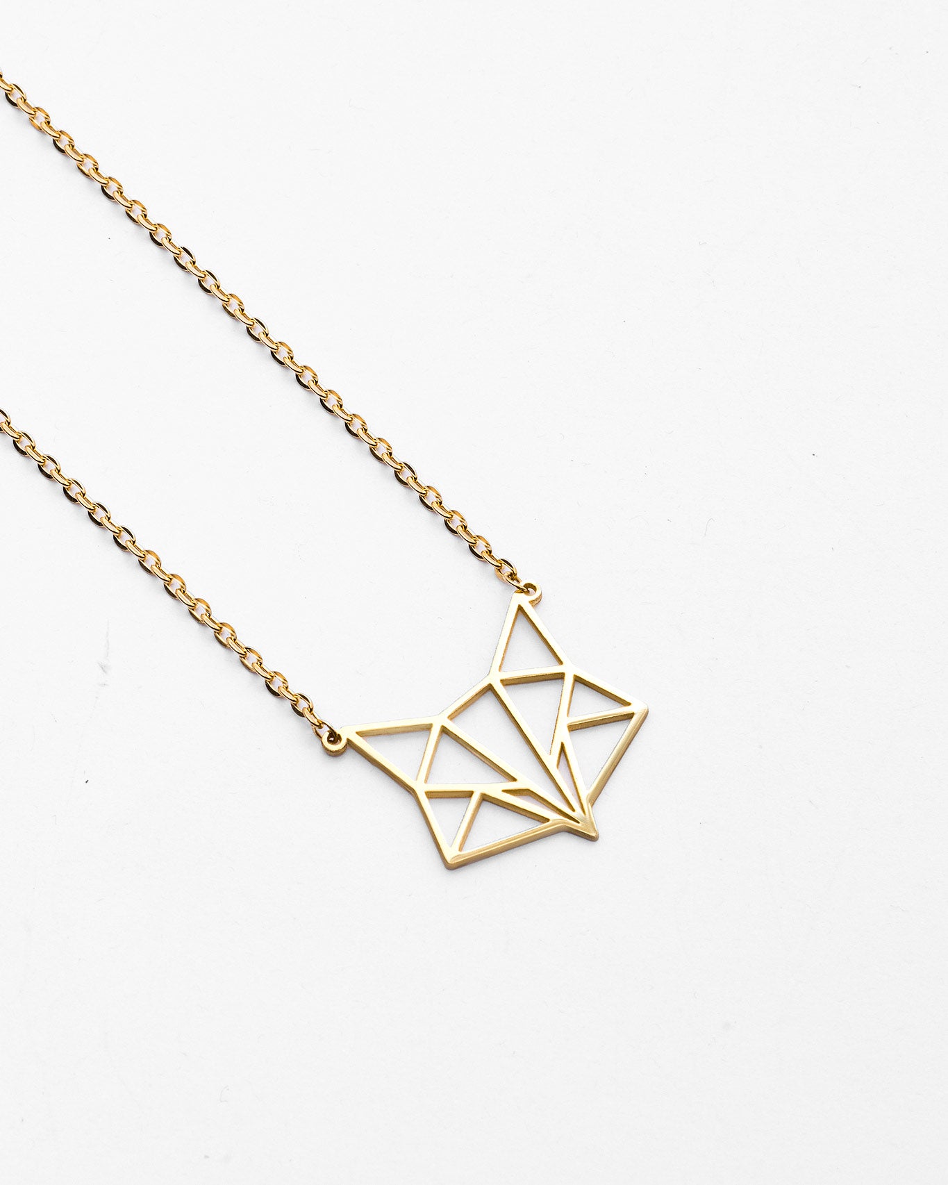 Geometric Origami Fox Necklace - 925k Sterling Silver