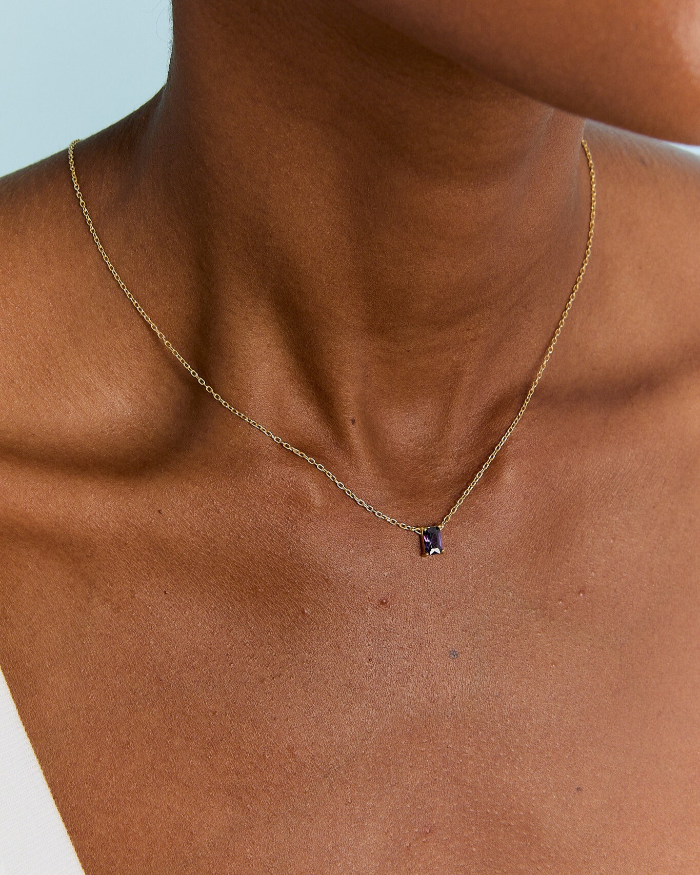 Personalized Baguette Birthstone Necklace - 18k Gold Vermeil