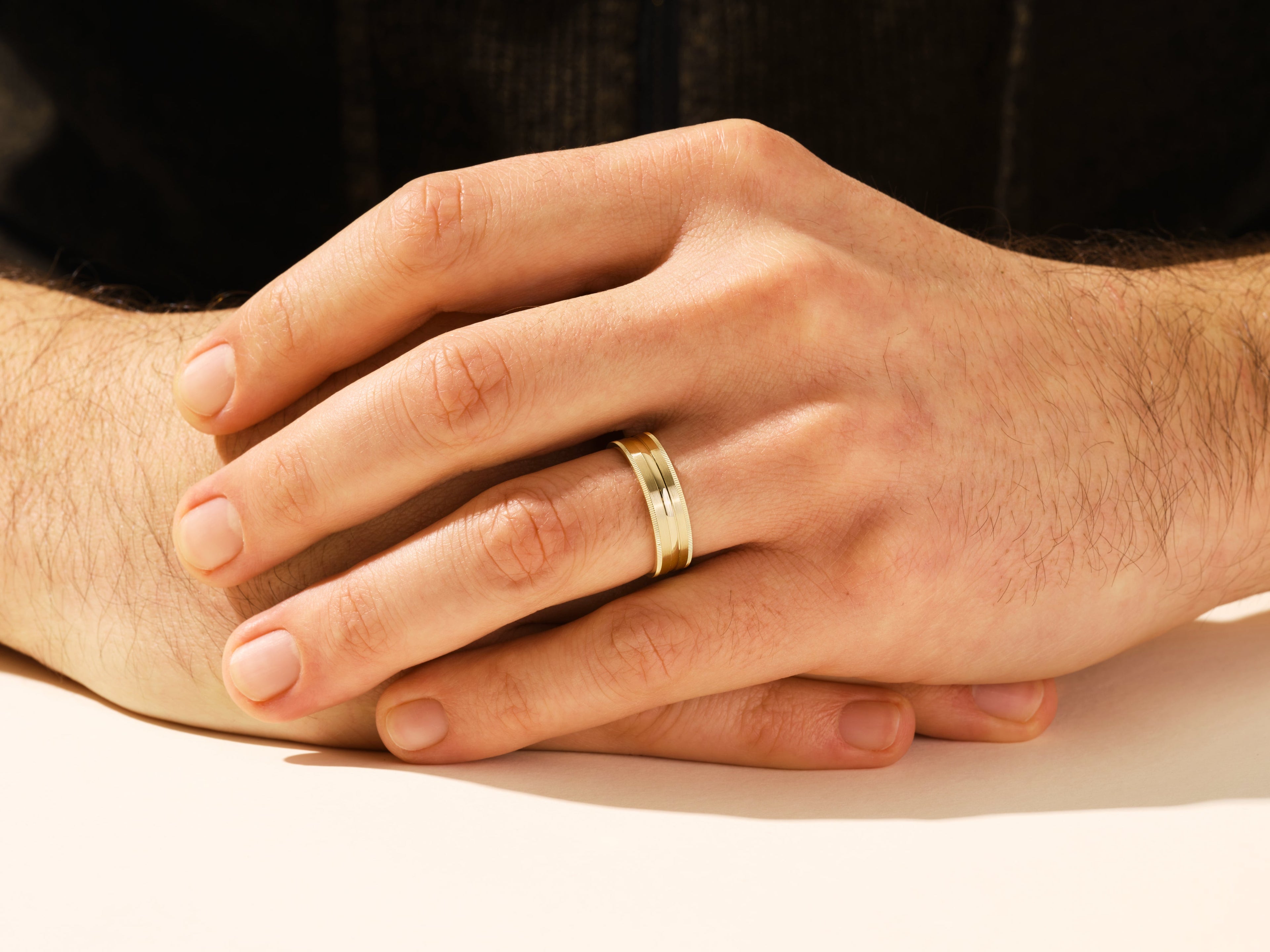 6mm Mid-Beveled and Matte Brushed Milgrain Men's Wedding Band