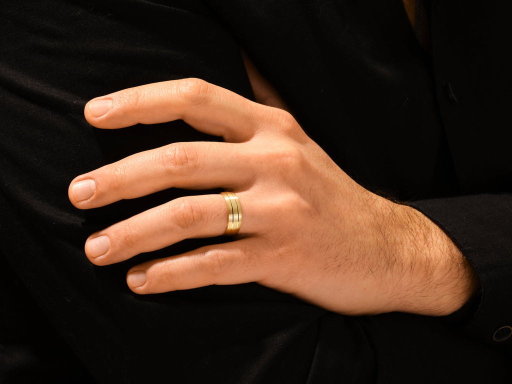 7mm Double-Grooved Men's Wedding Band